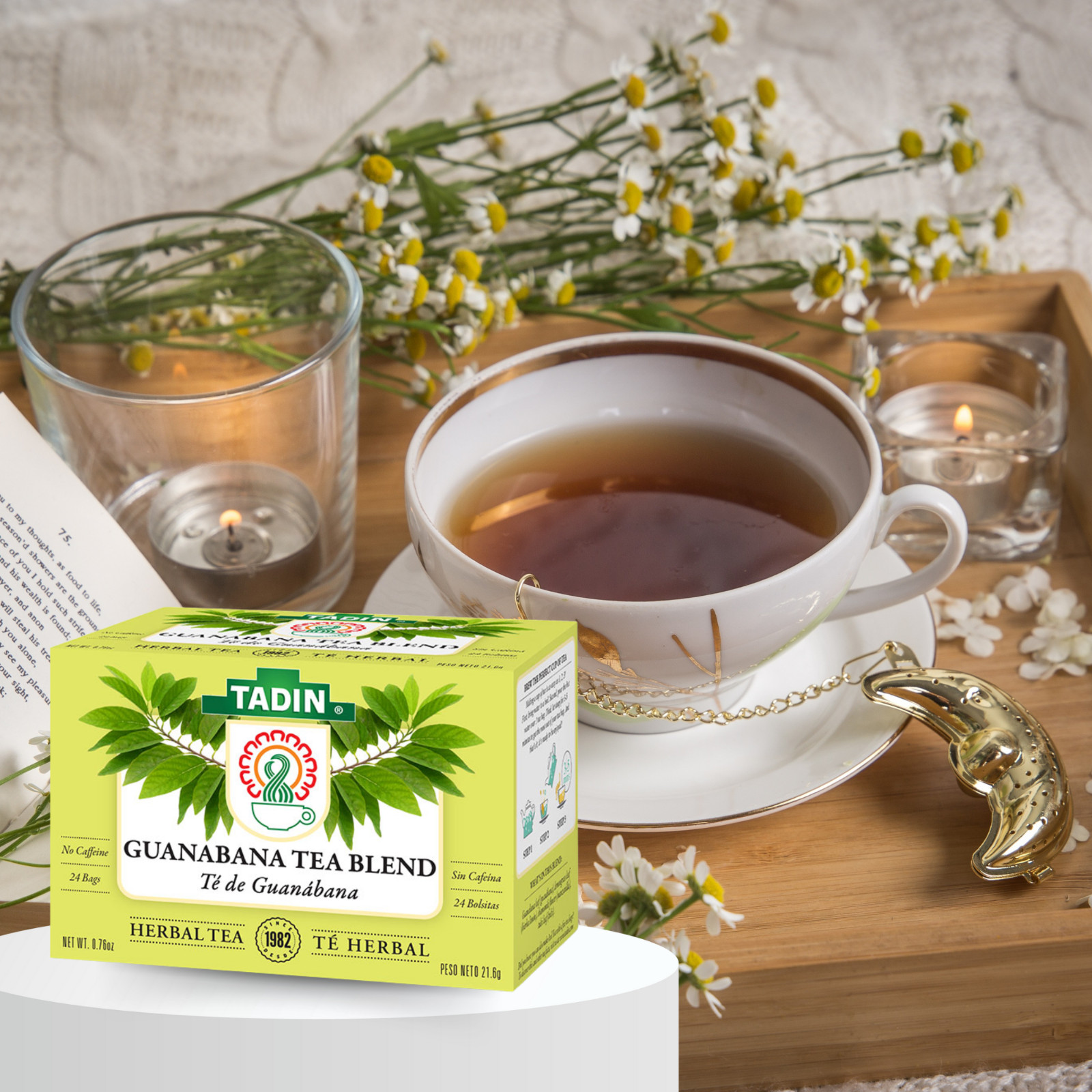 Tadin Guanabana Tea Blend, 24 Bags 0.76 fl oz, Herbal & Caffeine-Free (6-Pack)