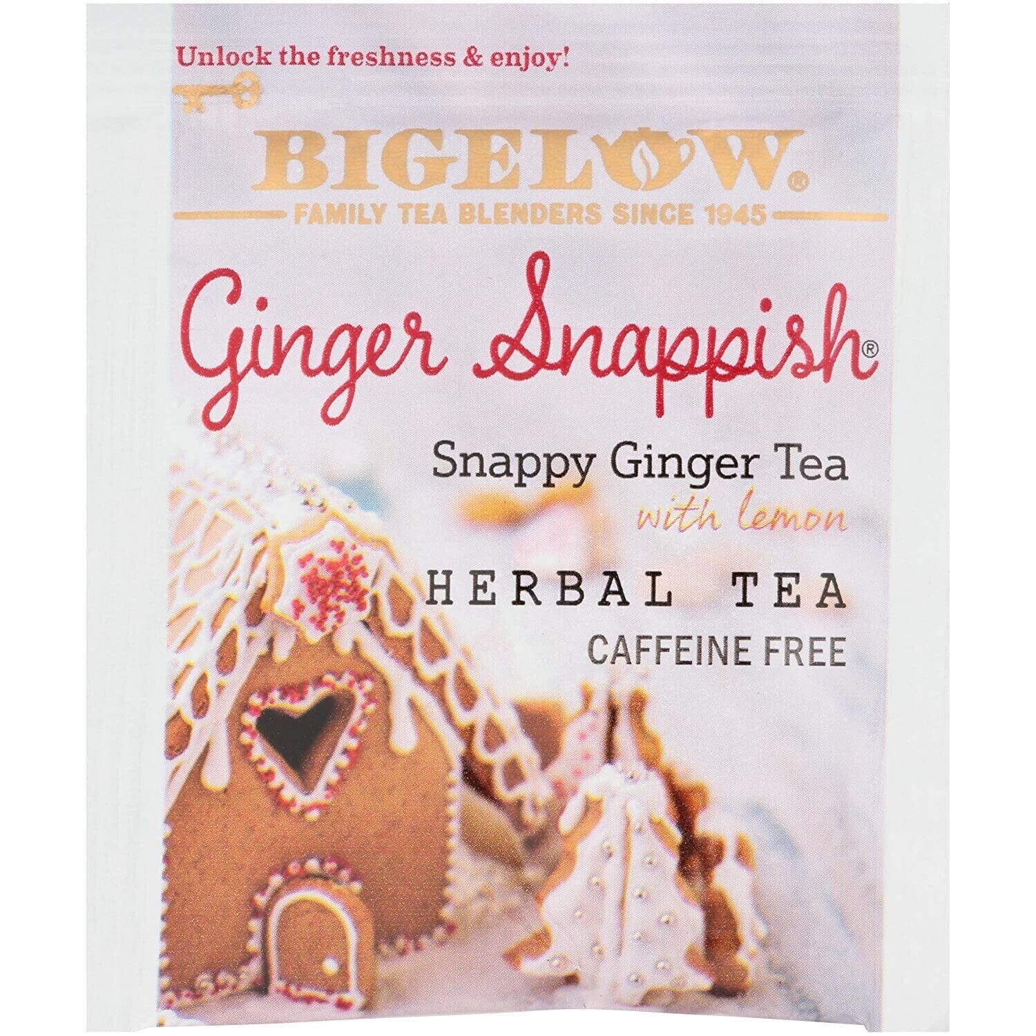 Bigelow GINGER Snappish Herbal Tea, Caffeine Free, 18 Bags, see description