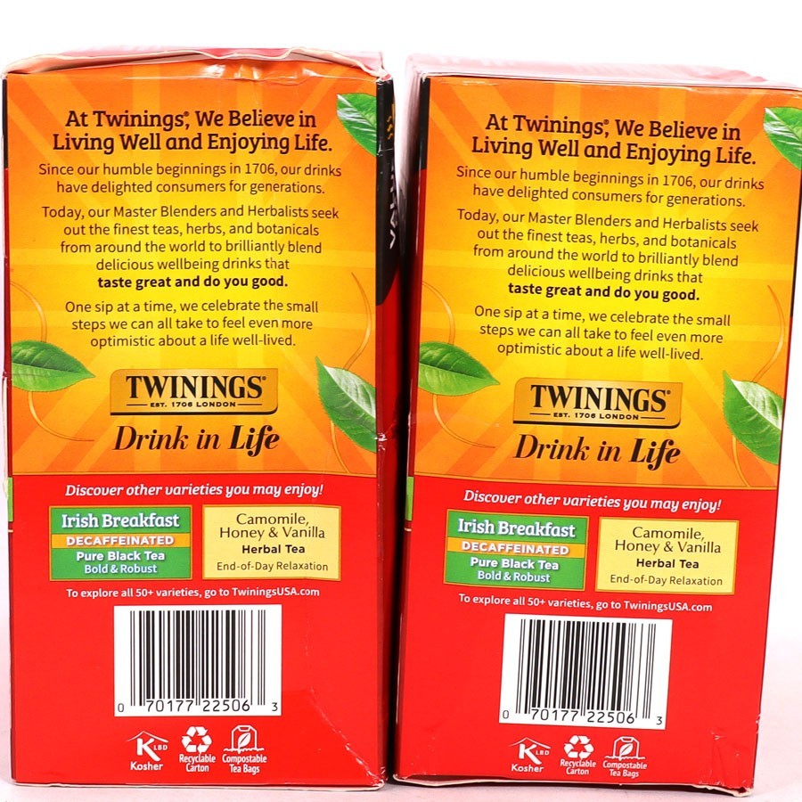 Twinings, English Breakfast, Decaffeinated 50 Tea Bags, 2 Boxes, Best By: 10/27
