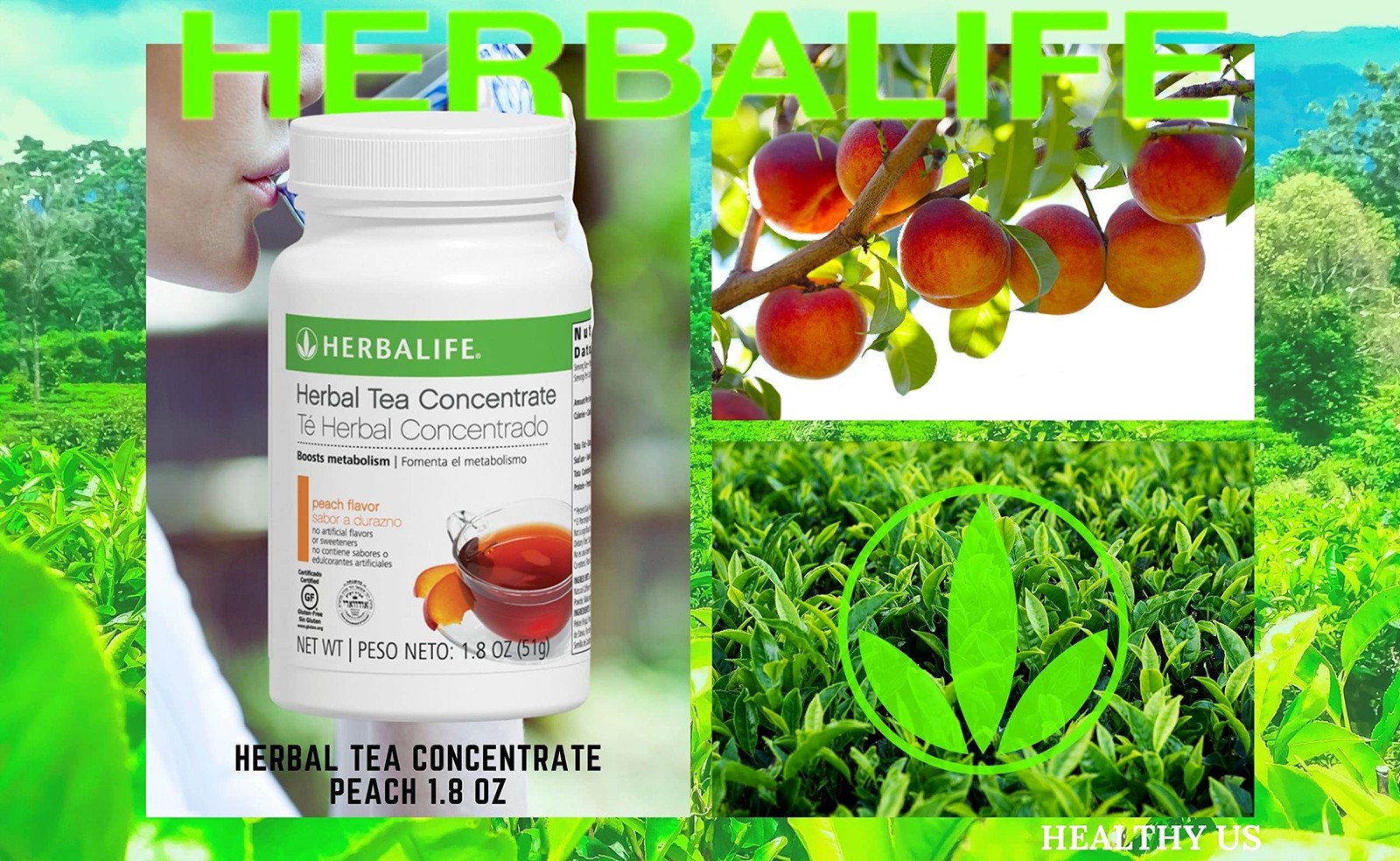 Herbalife Herbal Tea Concentrate Peach 1.8 Oz. 51g Gluten Free, Naturally Fla…