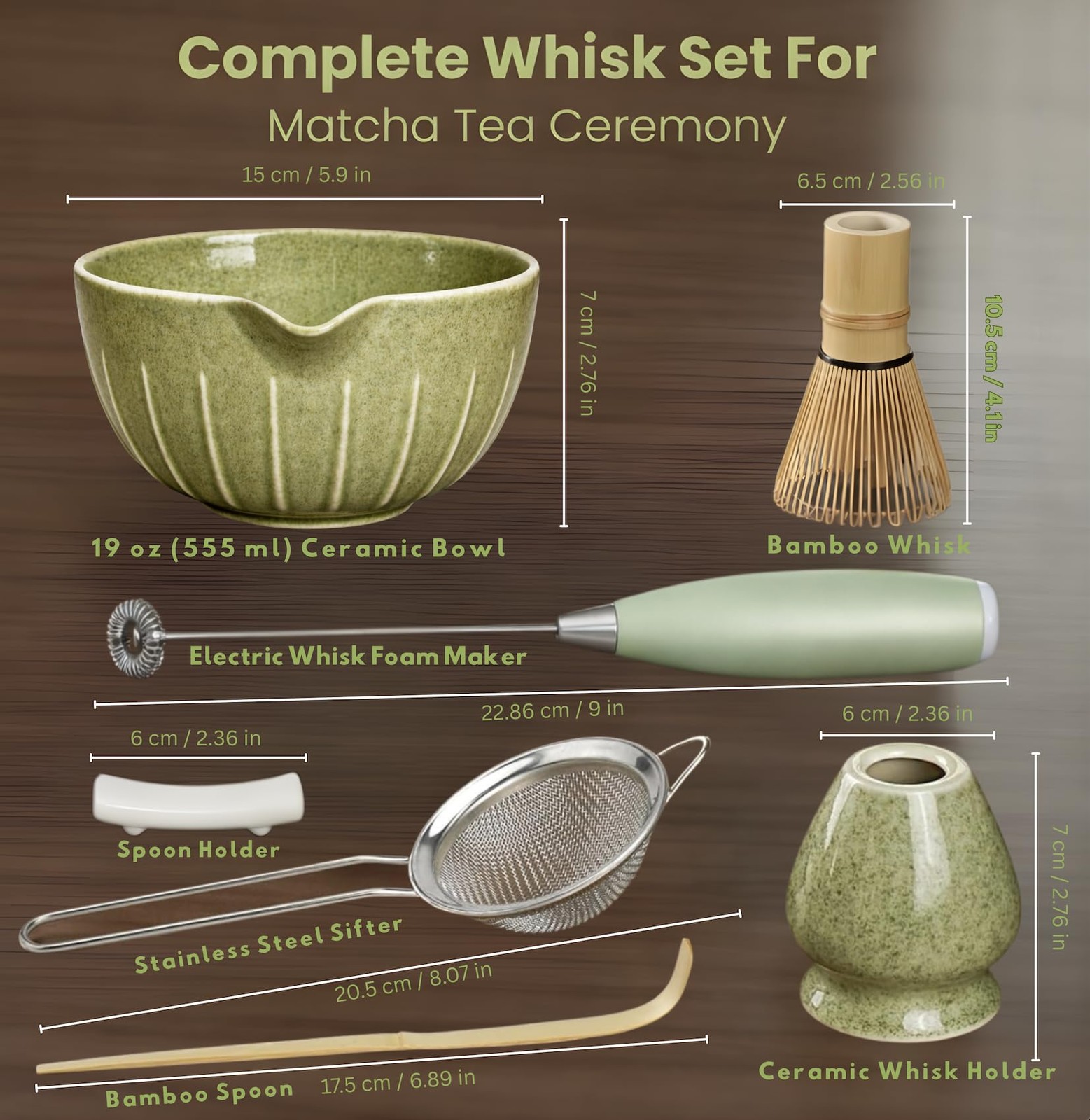 Matcha Whisk Set with Matcha Bowl – Matcha Set Included Electric Frother, Bam…