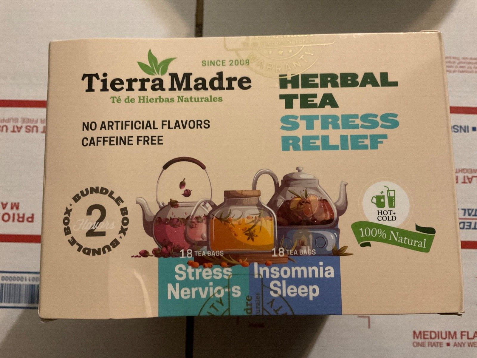 Tierra Madre Herbal Tea Stress Relief 36 Tea Bags/1.36 Oz