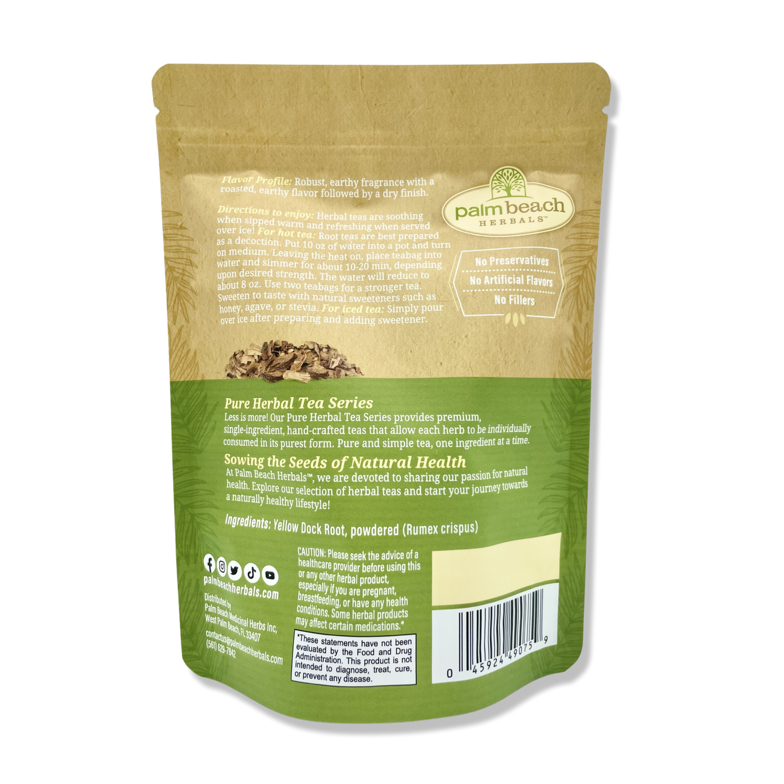 Yellow Dock Root Tea by Palm Beach Herbals | 30ct, Caffeine-Free