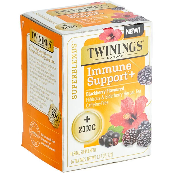 Twinings Immune Support Blackberry Hibiscus Elderberry Tea Bags – 16/box