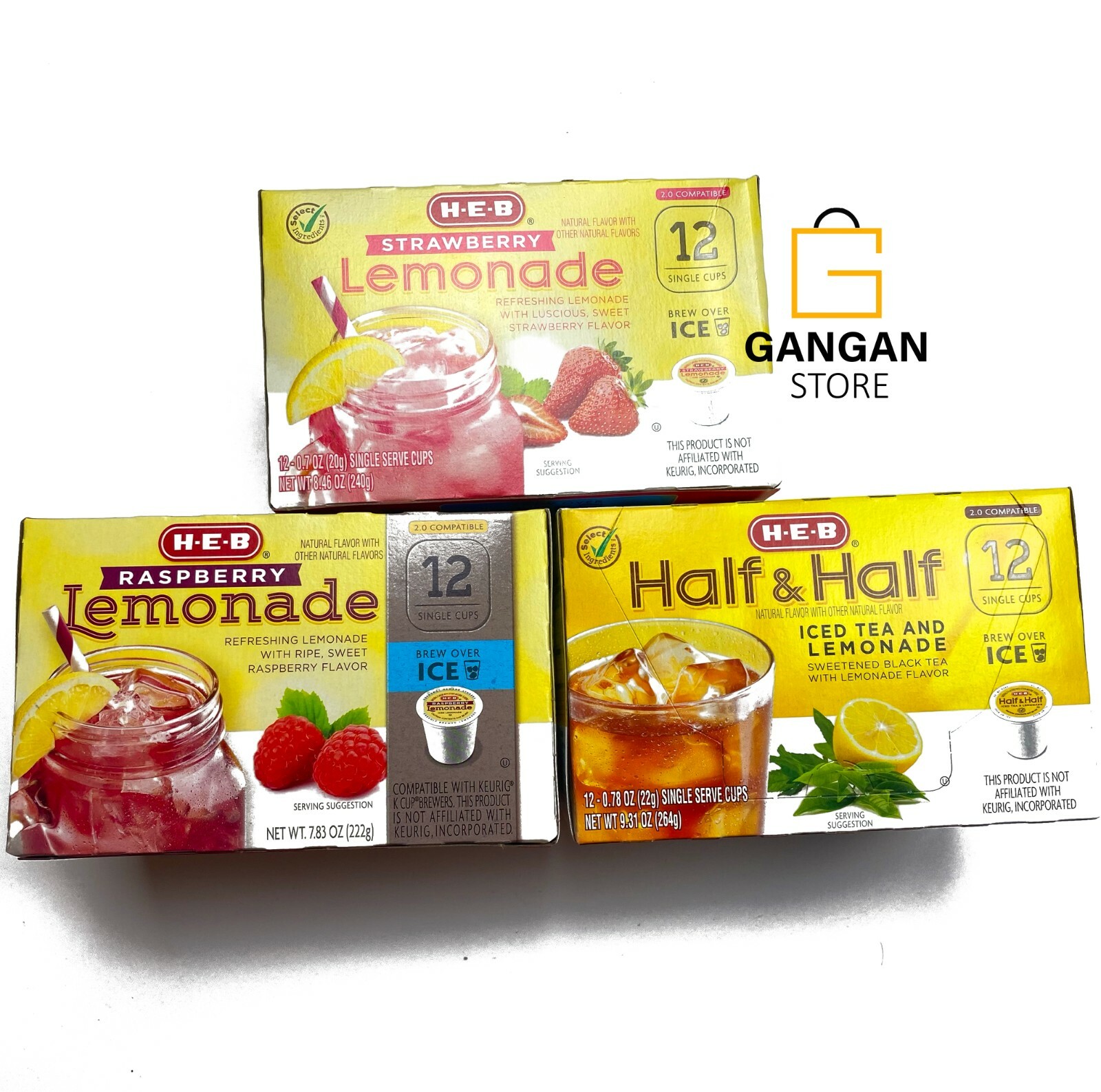 HEB Iced Tea K Cup Brew Over Ice Strawberry, Raspberry, Ice Tea Lemonade – 3pack