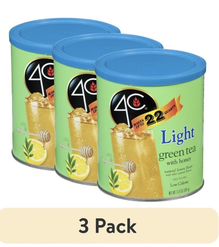 (3 pack) 4C Light Green Tea Antioxidant Iced Tea Mix 13.9 oz
