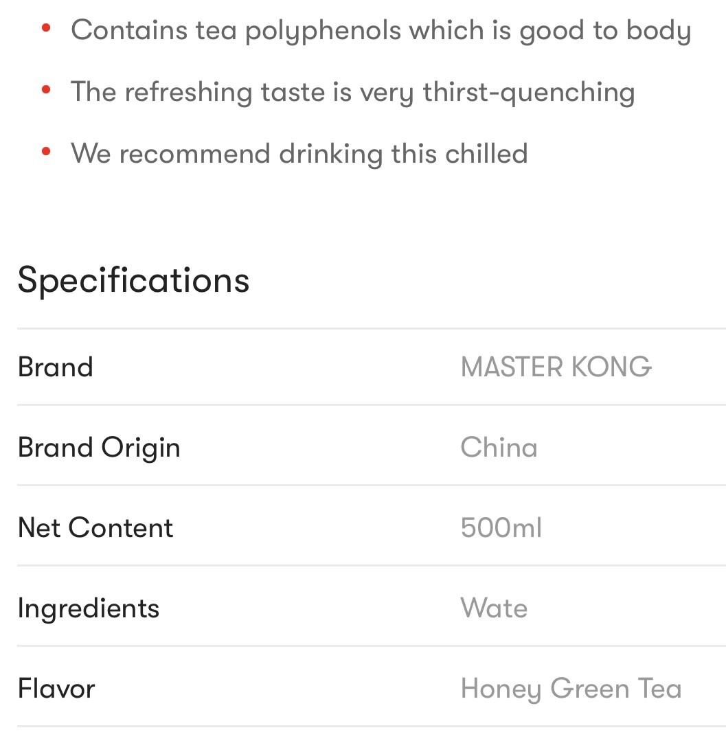 Master Kong Low Sugar Green Tea ~ Honey Jasmine Flavor ( 500 ml., 15 pk.)