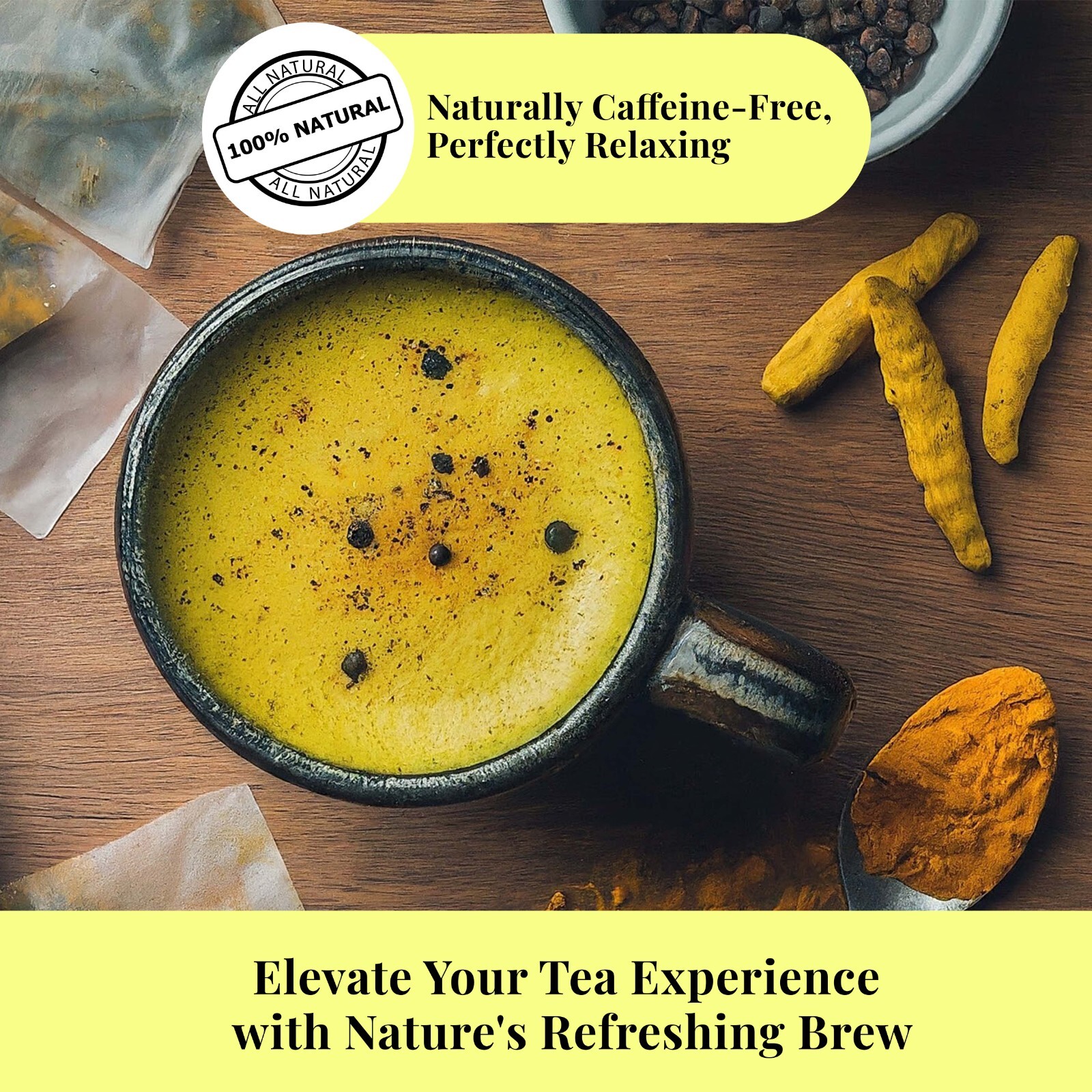 Organic Turmeric Herbal Tea Blend, Tumeric Tea, Te de Curcuma , 75 Tea Bags