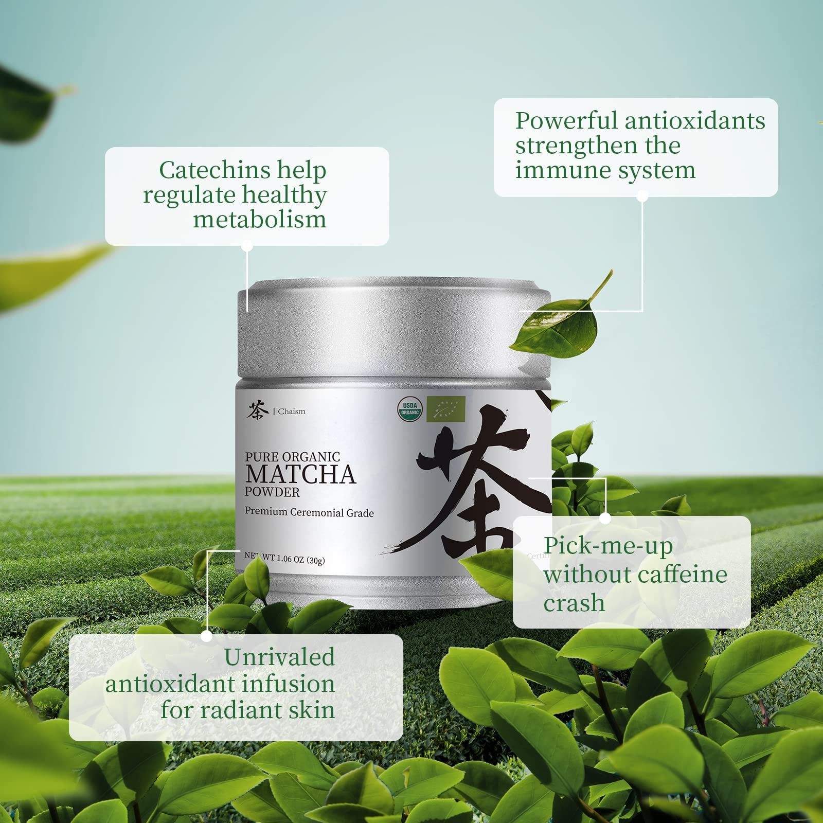 Ceremonial Grade Matcha Powder Organic 1.06oz