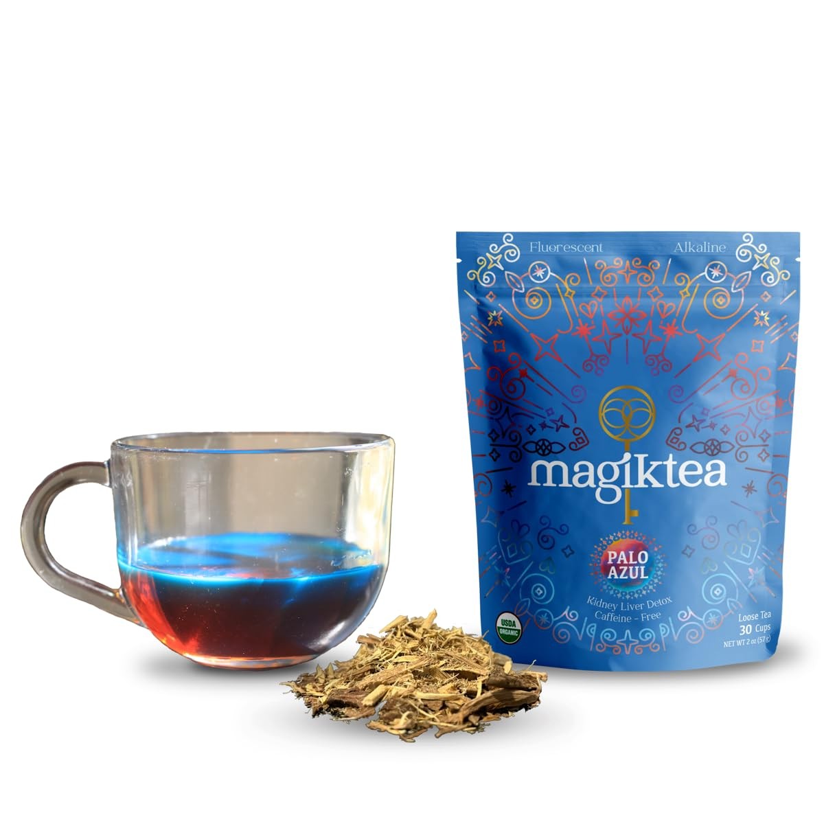 Magiktea Palo Azul, Loose Tea 2 oz (30 cups), USDA Organic, Kidneywood, 2