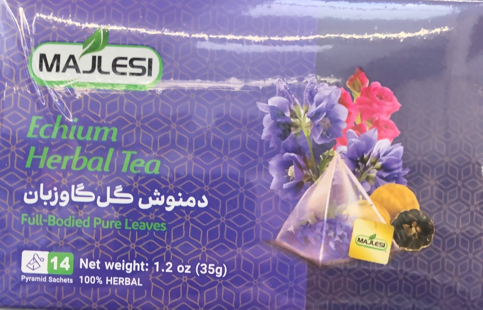 Majlesi Echium Herbal Tea 14-Count Full Body Pure Leaves 1.2 oz. (35 g)