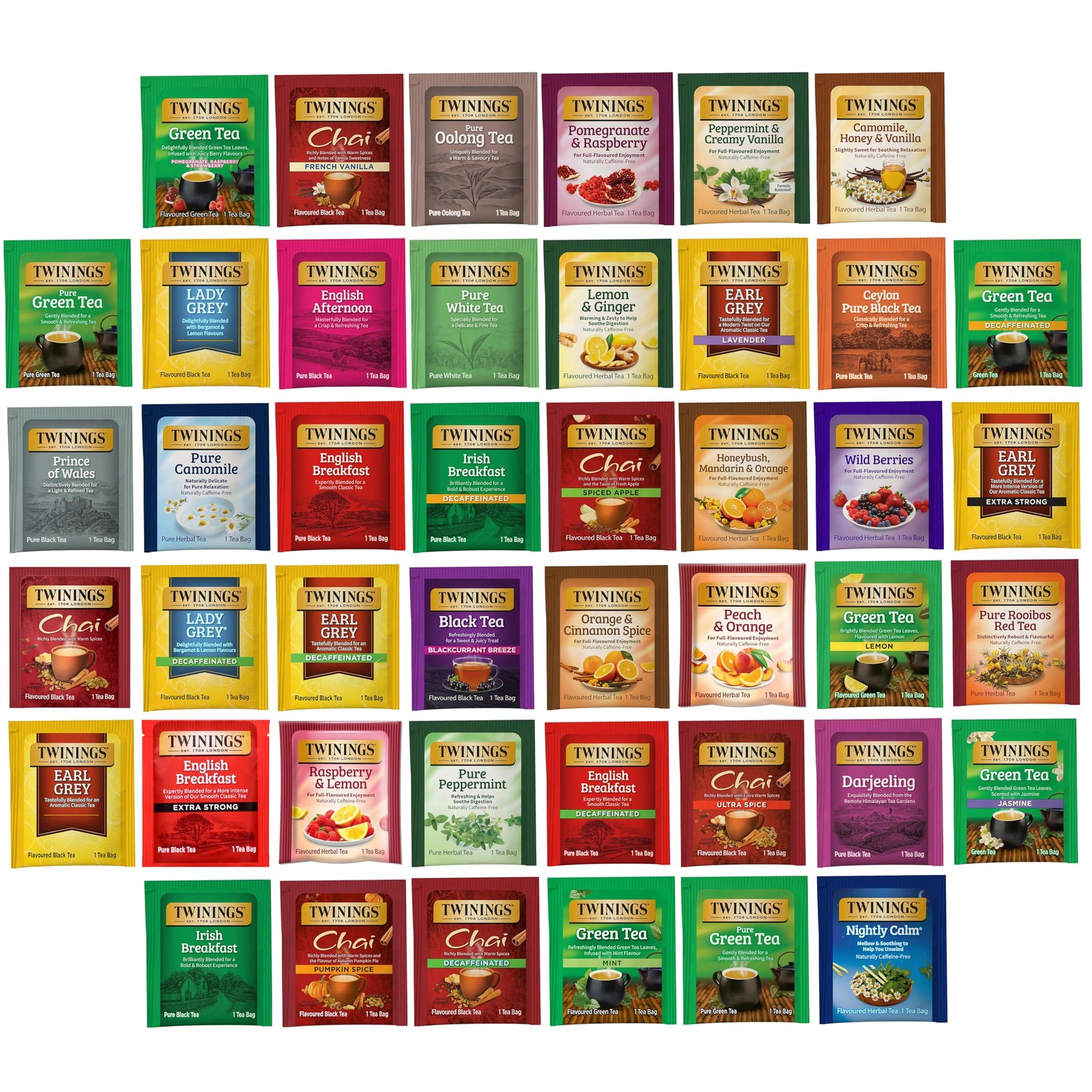 Twinings Tea Bag Sampler Assortment, Variety Pack (44 Count), 44 44 Count