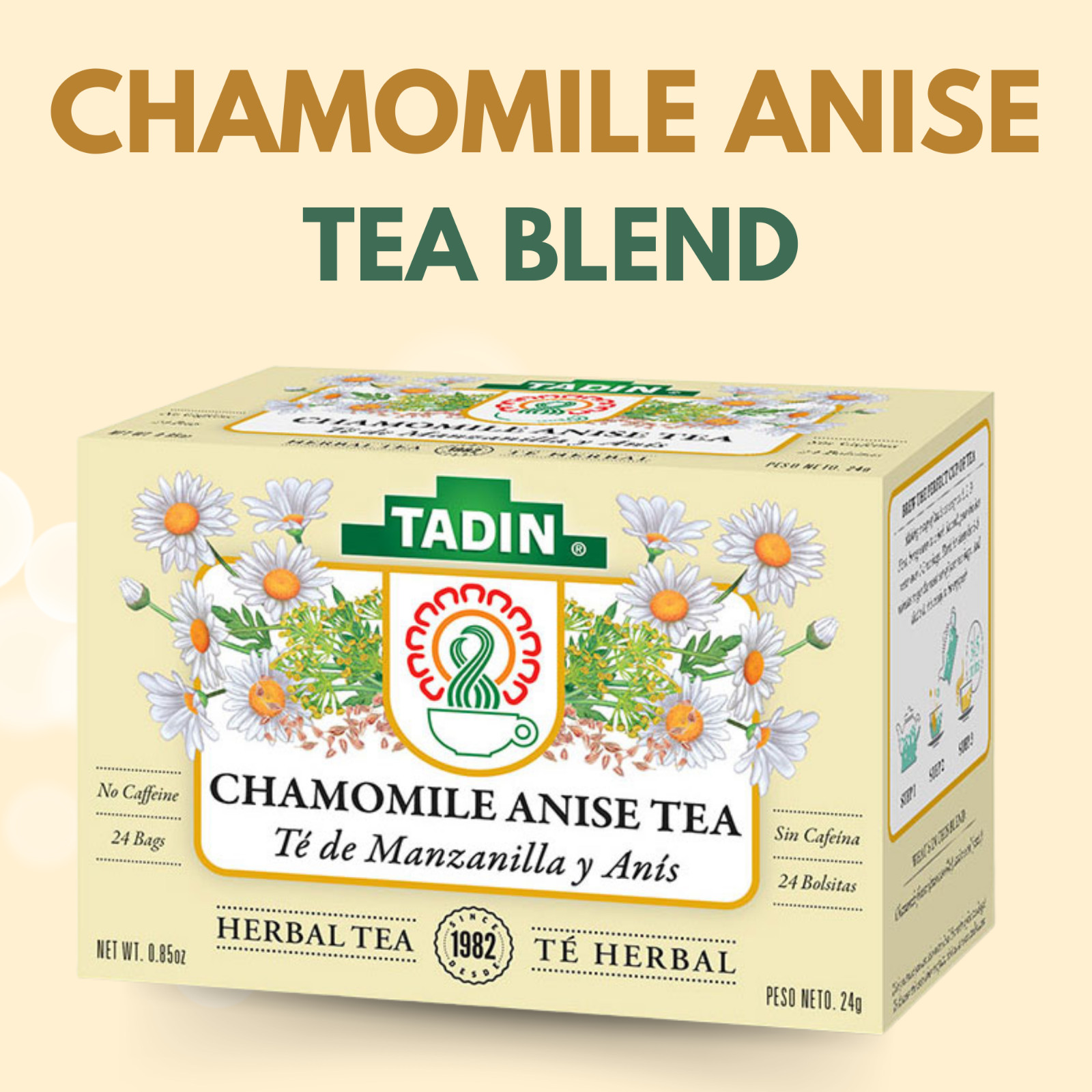 Tadin Tea, Manzanilla & Anis Chamomile with Anise Tea, 24-Count Tea Bags