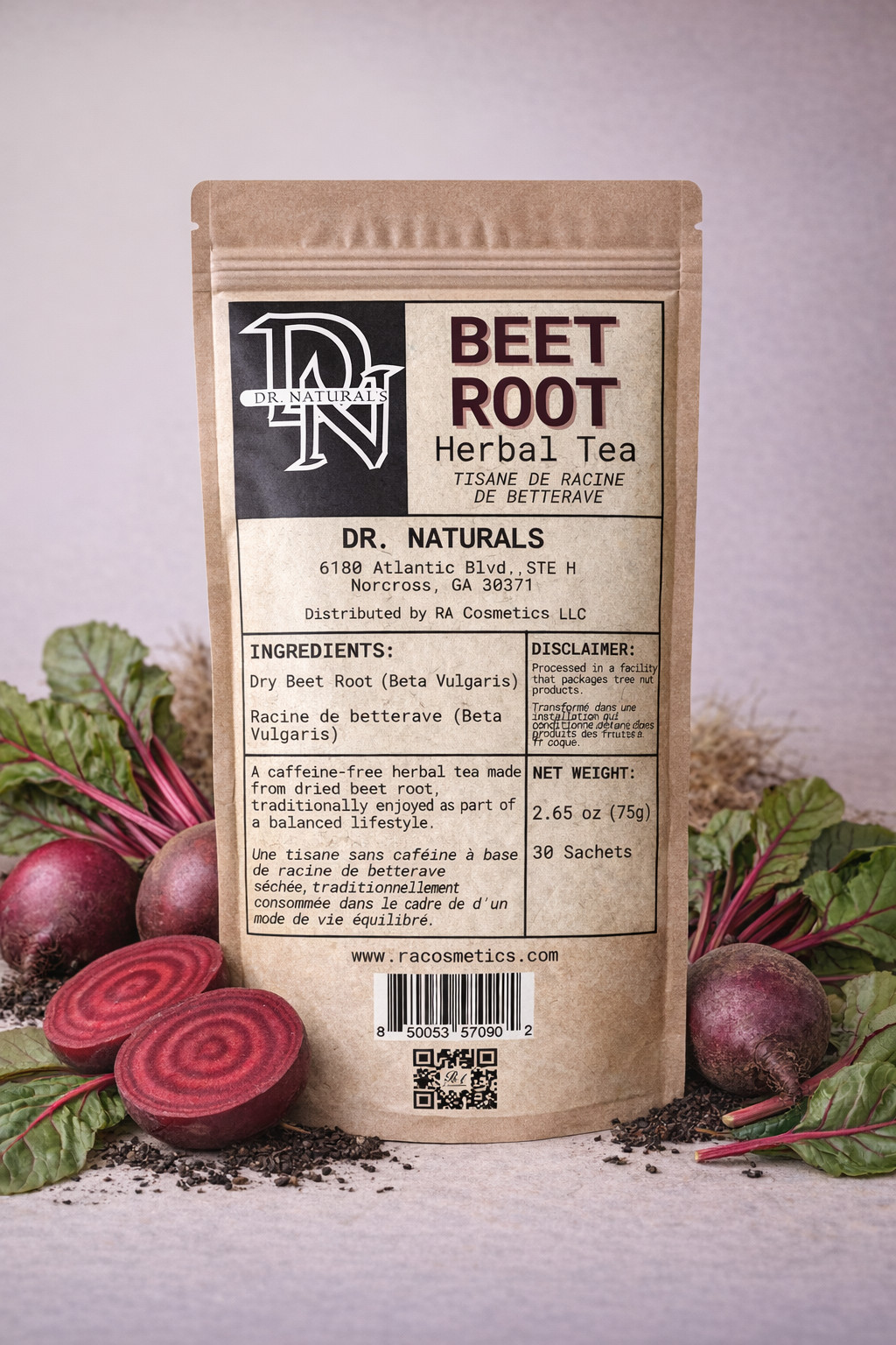 RA Cosmetics – Beet Root Herbal Tea – 2.65oz (30 Sachets) Caffeine Free