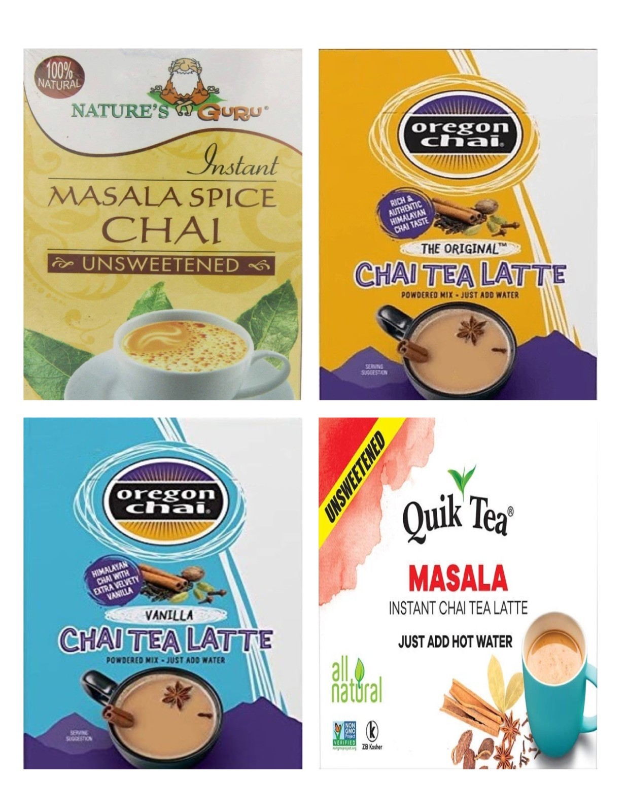 Chai Latte Tea Bag Sampler Variety Pack – 12 Single-Serve Varieties – 4 Brands