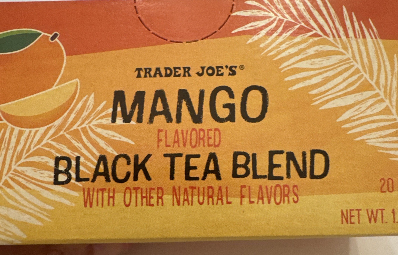 NEW Trader Joe’s Mango Flavored Black Tea 20 Tea Bags Iced Or Hot Best By 3/2027