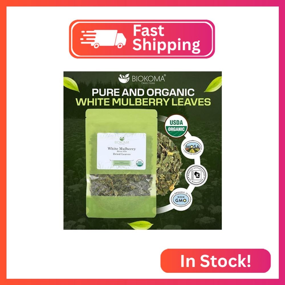Biokoma Organic White Mulberry Leaf Tea Loose Dried Leaves 1.76oz – Morus Alba H