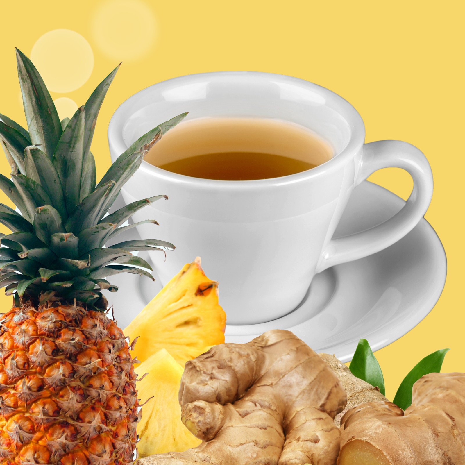 Tadin Pineapple Ginger Tea, 24 Bags 1.1 fl oz, Fruity & Spicy Blend (4-Pack)
