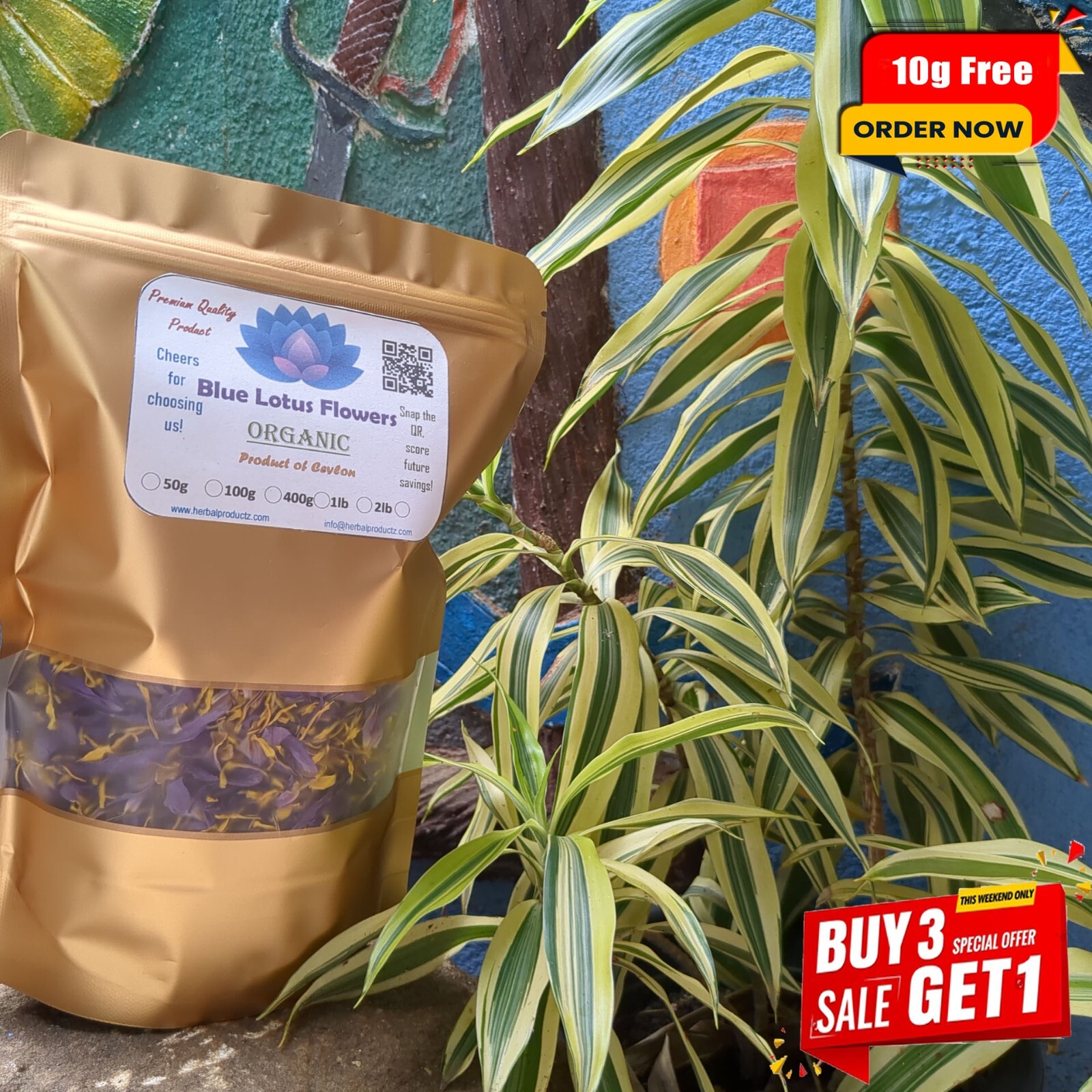 Blue lotus Flower Petals Dried Flower Organic Pure Natural Ceylon Herb Tea/Smoke