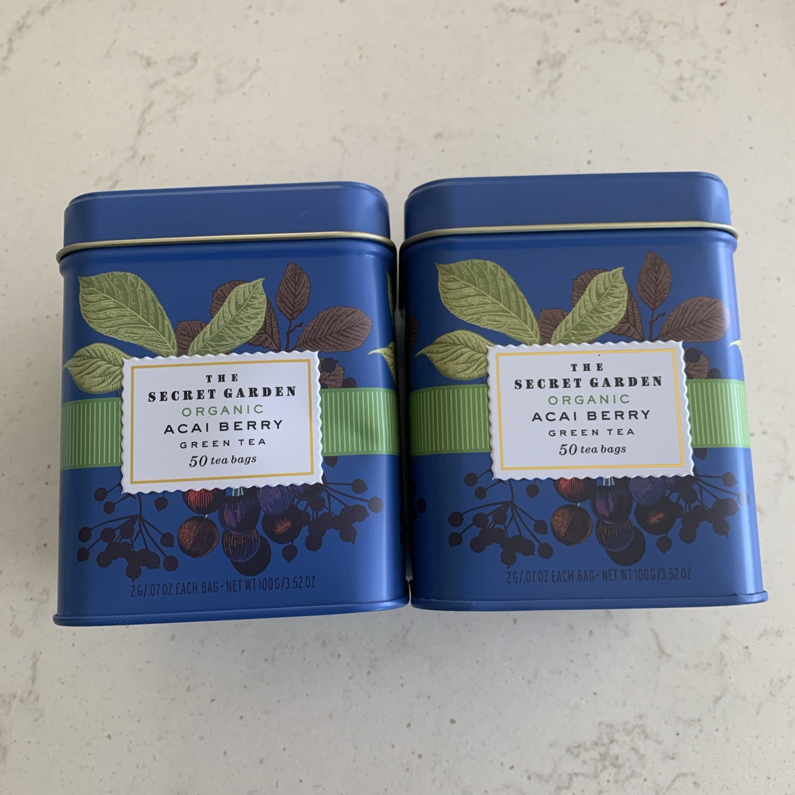 THE SECRET GARDEN 🫖 AÇAÍ BERRY 🫖 ORGANIC GREEN TEA 100 tea bags = 2 tins