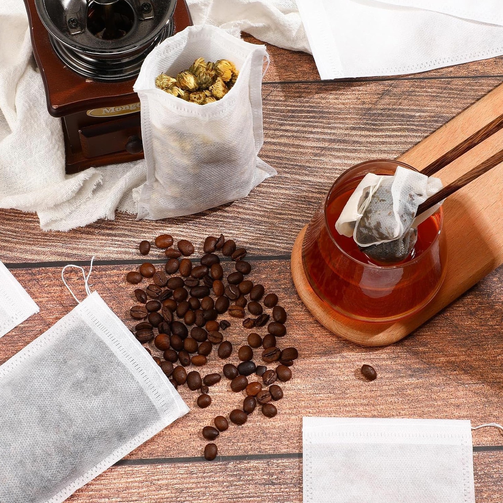 300x Multifunctional Fine Mesh Brewing Filter Bags for Cold Coffee, Tea, Spices