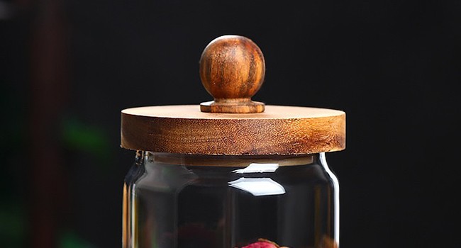Glass Storage Jars with Wooden Lids – Airtight Containers for Pantry