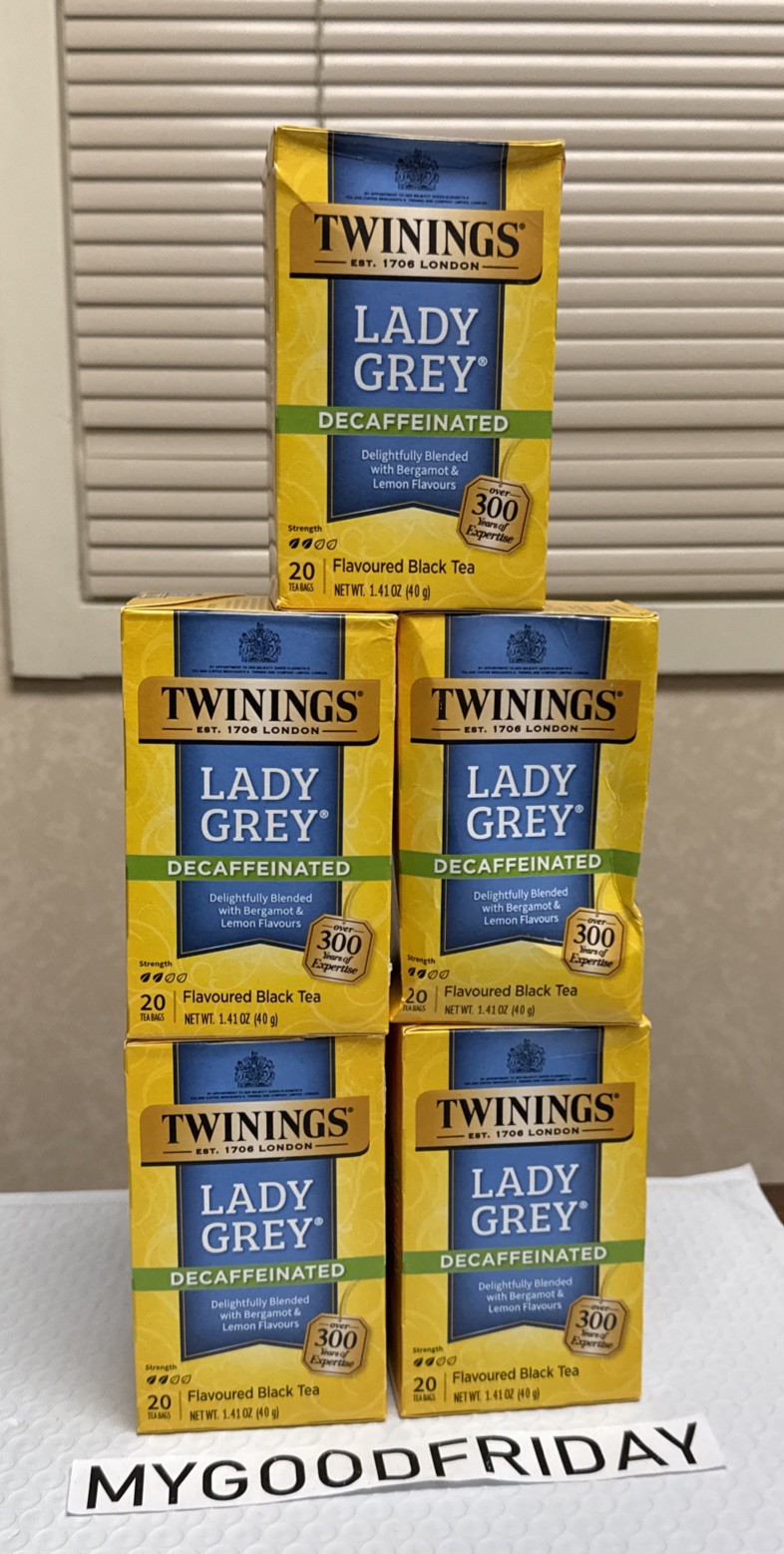 Black Tea Decaffeinated Lady Grey 20 Bags Each (5 Boxes) Total 100 Bags Exp:4/28