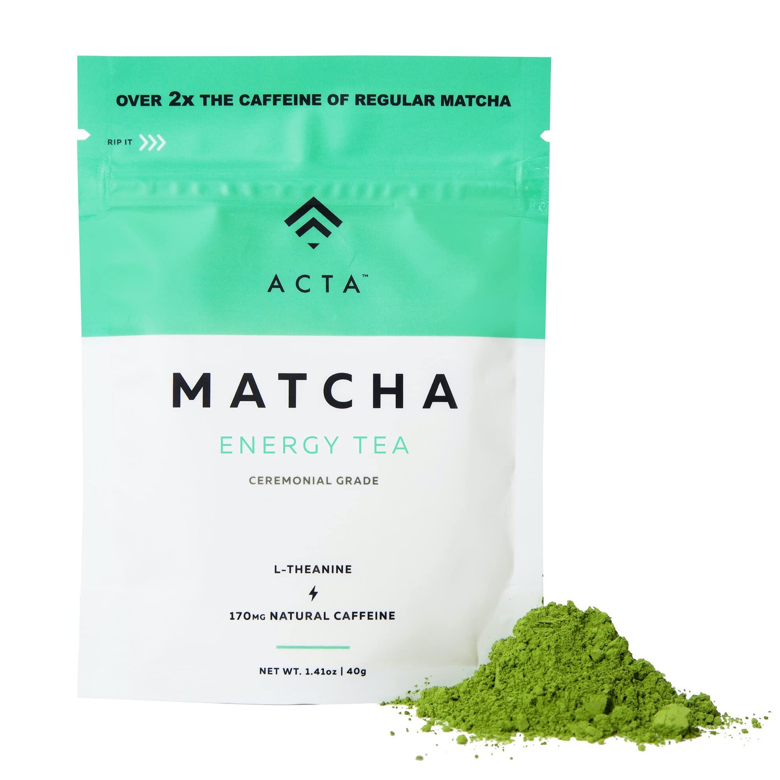 ACTA Matcha Energy Tea 40g, High Caffeine 170mg Blend for Increased Focus & C…
