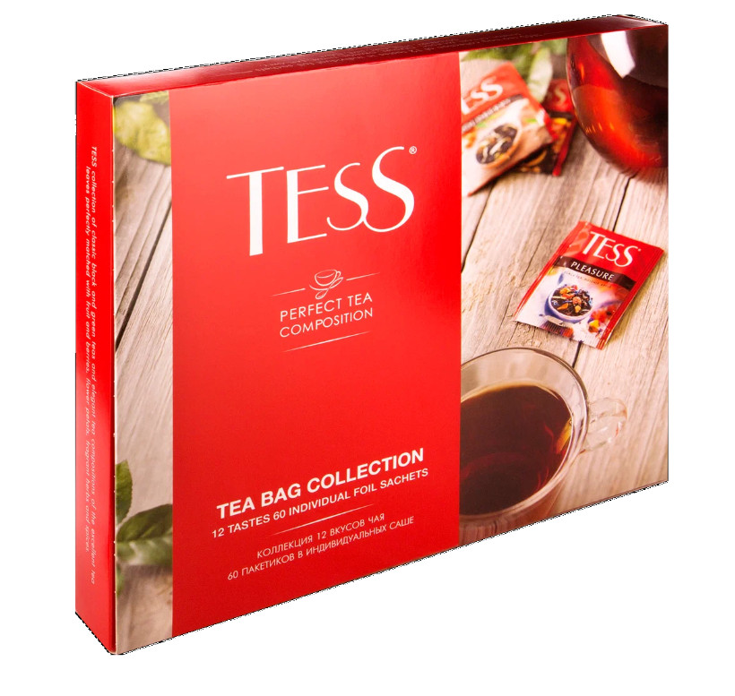 Tess Assortment Green & Black Tea 12 Flavors 60 Tea bags Russian RF