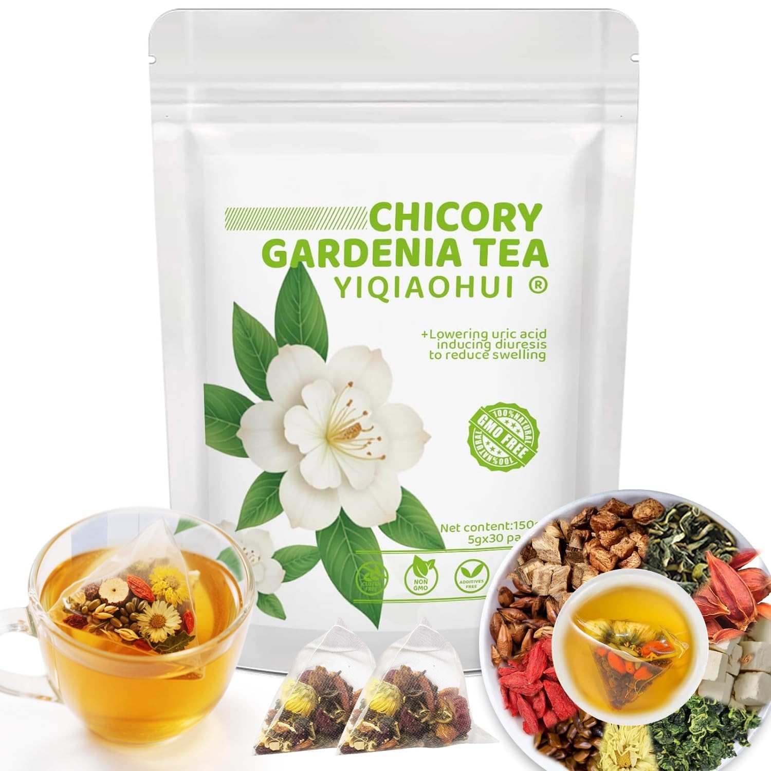 Organic Chicory Gardenia Tea Blood Sugar Digestive Support 30 Bags – US