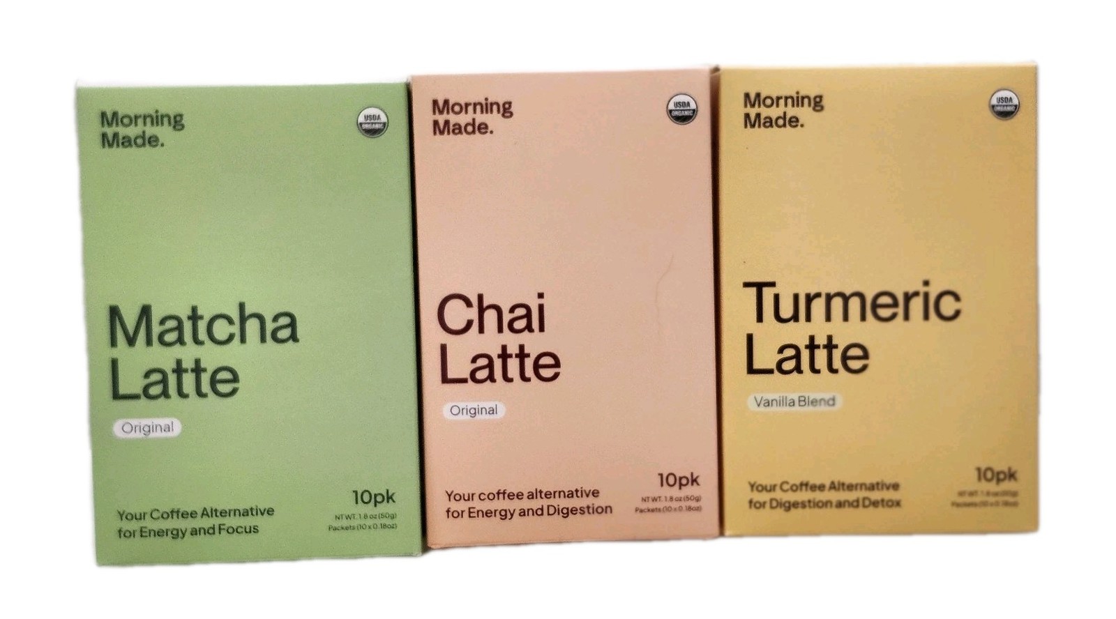 Morning Made Matcha, Turmeric & Chai Latte 10 Serving Organic 3 Pk Tea