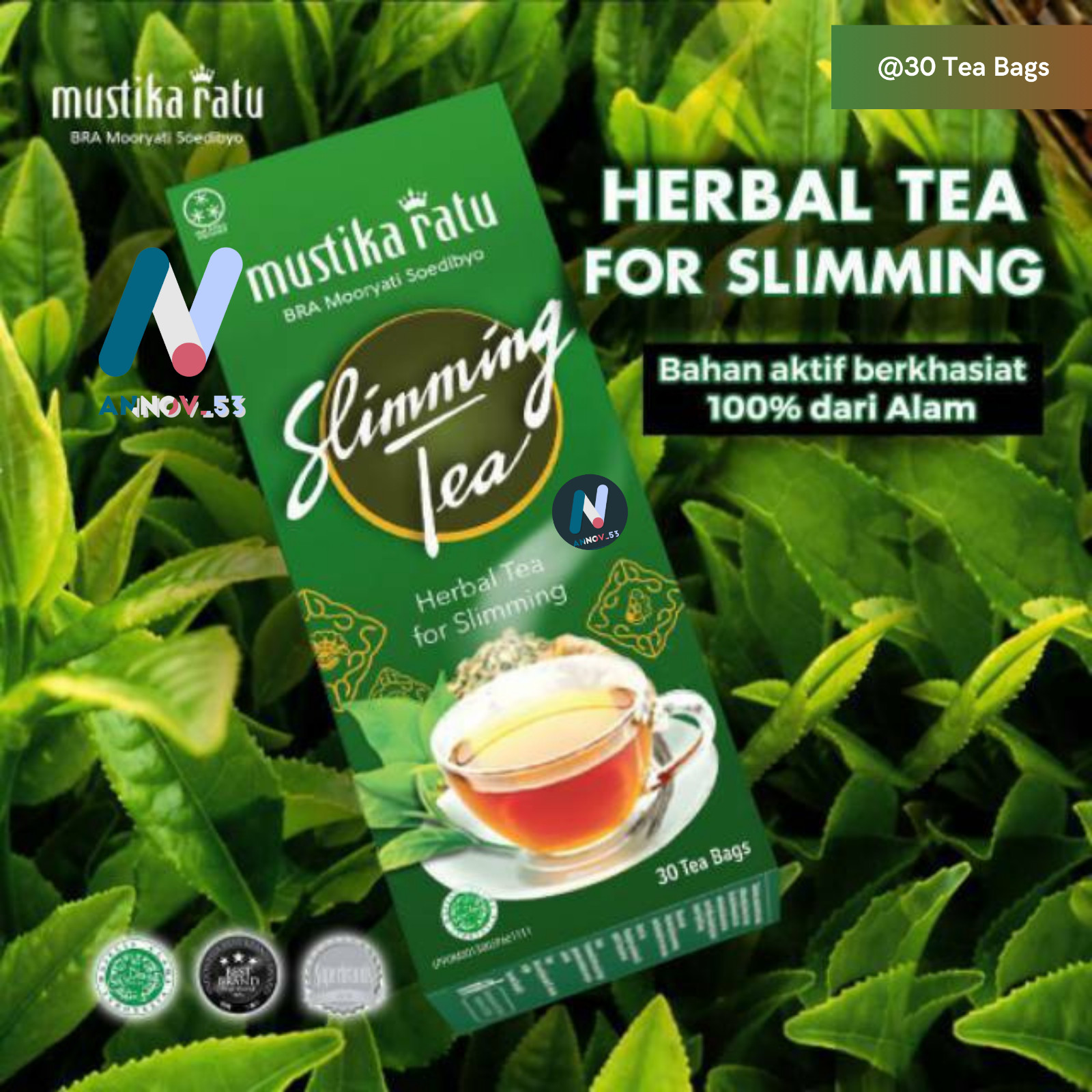 MUSTIKA RATU Slim Herbal Green Tea Antioxidant Weight Loss Diet Fat Burner 2Pax