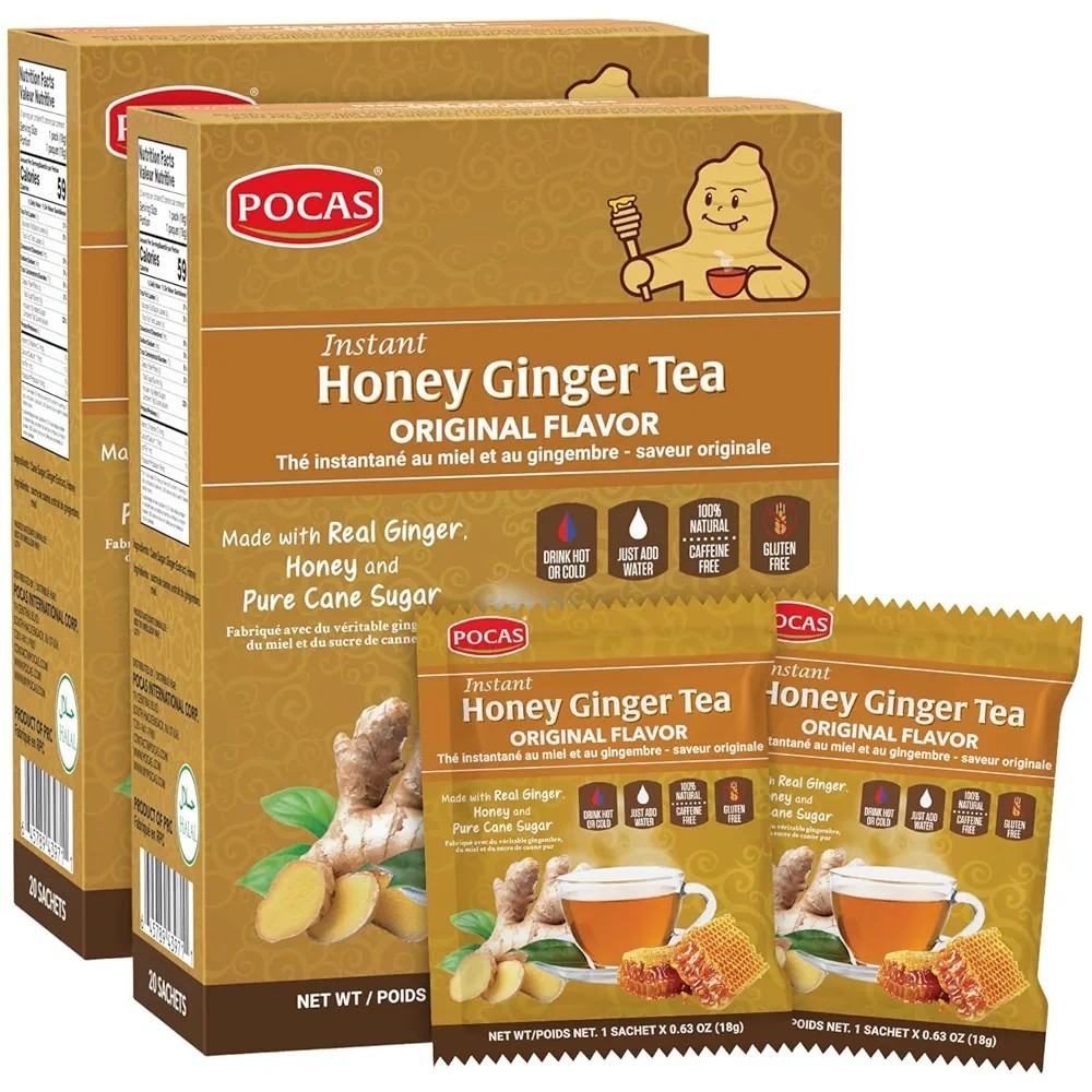 POCAS Honey Ginger REAL Crystal Tea Instant Tea [Original] 2pk – 40 teabags