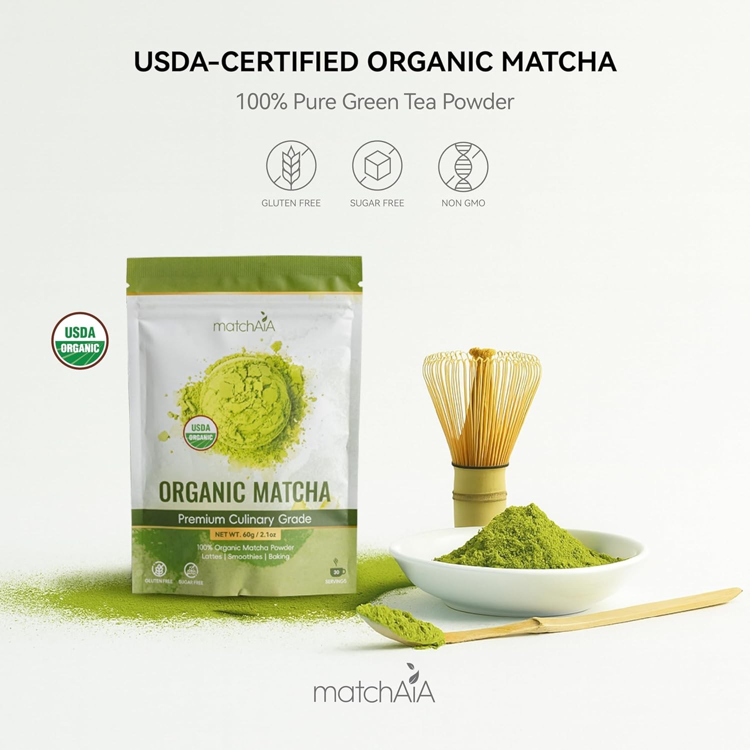 Organic Matcha Green Tea Powder – Premium 60g / 2.1oz Pouch