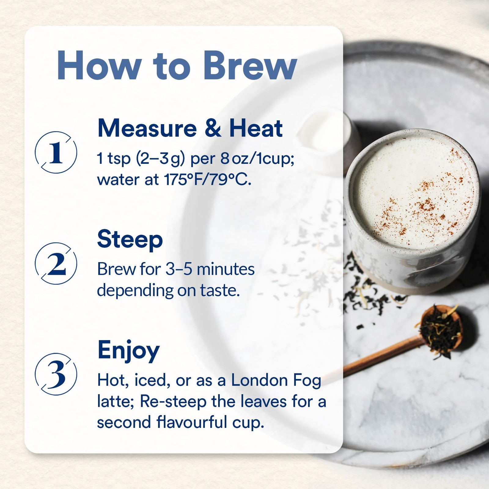CREAM EARL GREY | Loose Leaf Black Tea | Recyclable Refill Pouch | 40+ Cups 3…