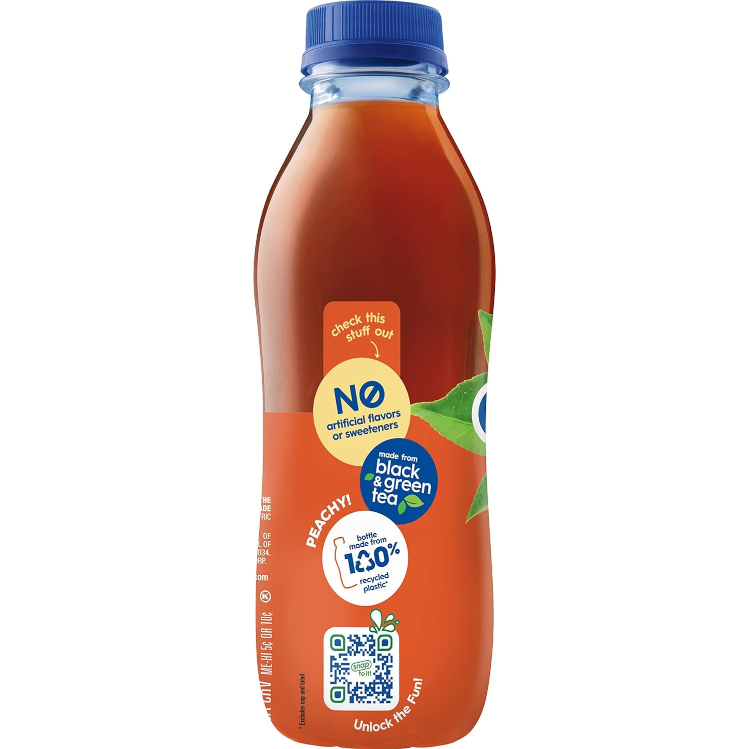 Peach Tea, 16 Fl Oz Recycled Plastic Bottle, Pack of 12