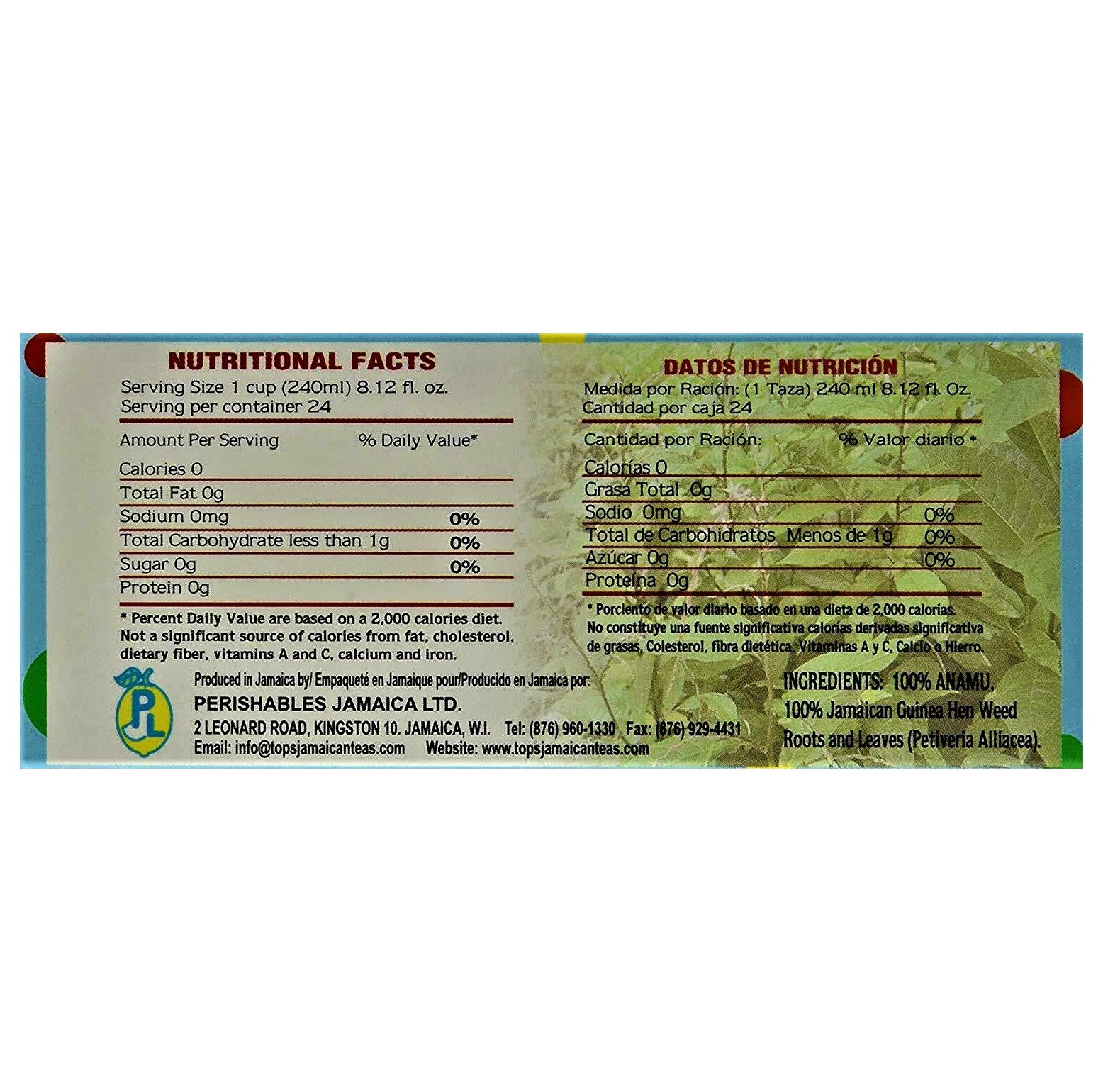 Sipacupa Ital Jamaican Guinea Hen Weed (Anamu) Herbal Tea Caffeine Free, 48 Bags
