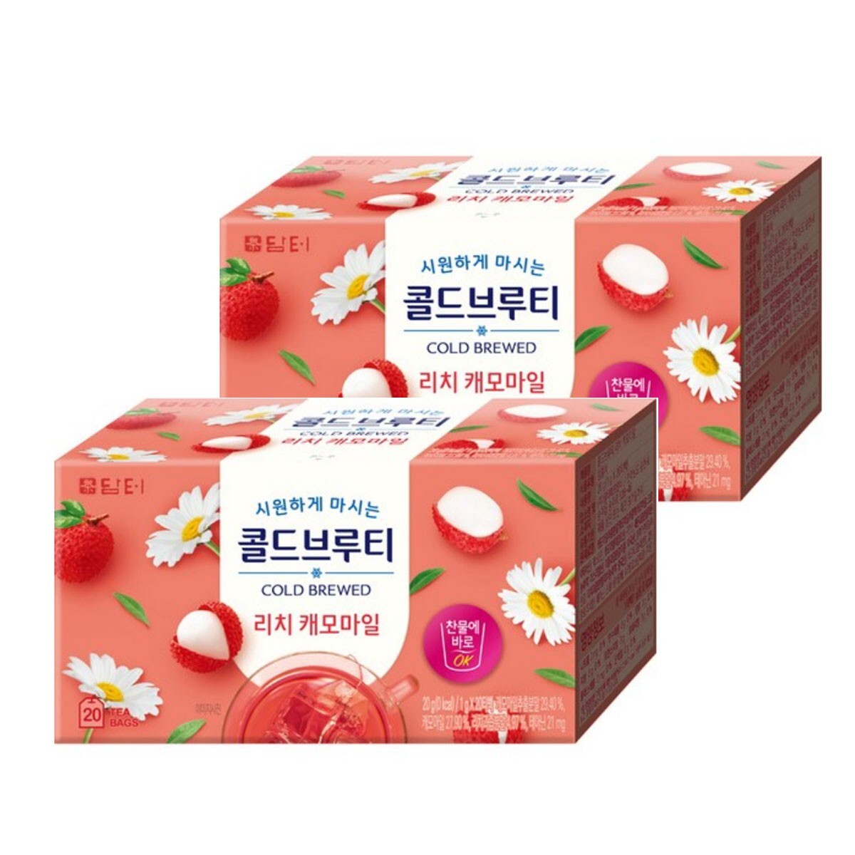 Korea Damtuh Cold Brewed Lychee chamomile Tea 40 Tea bag 0 Kcal Free Shipping