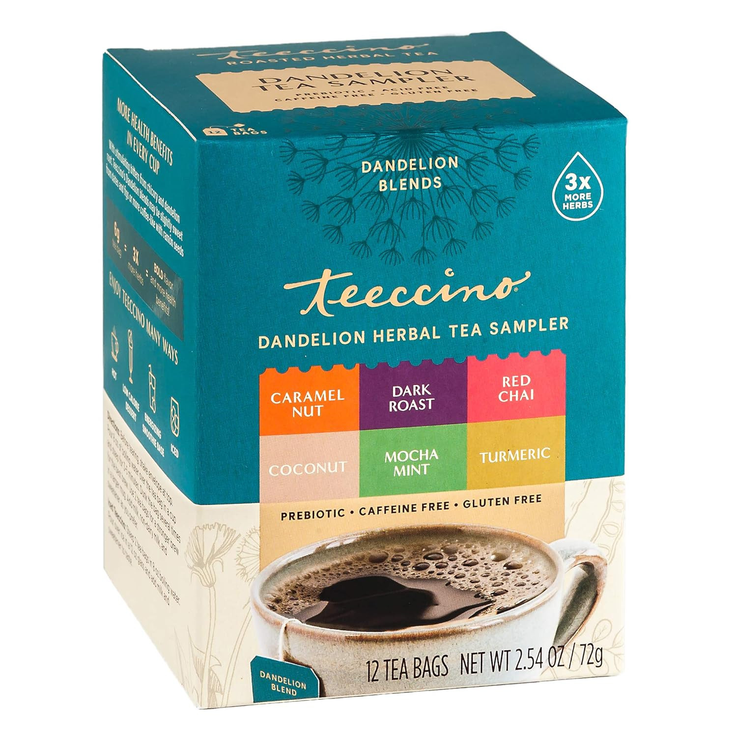 Dandelion Tea Sampler, 12 Tea Bags