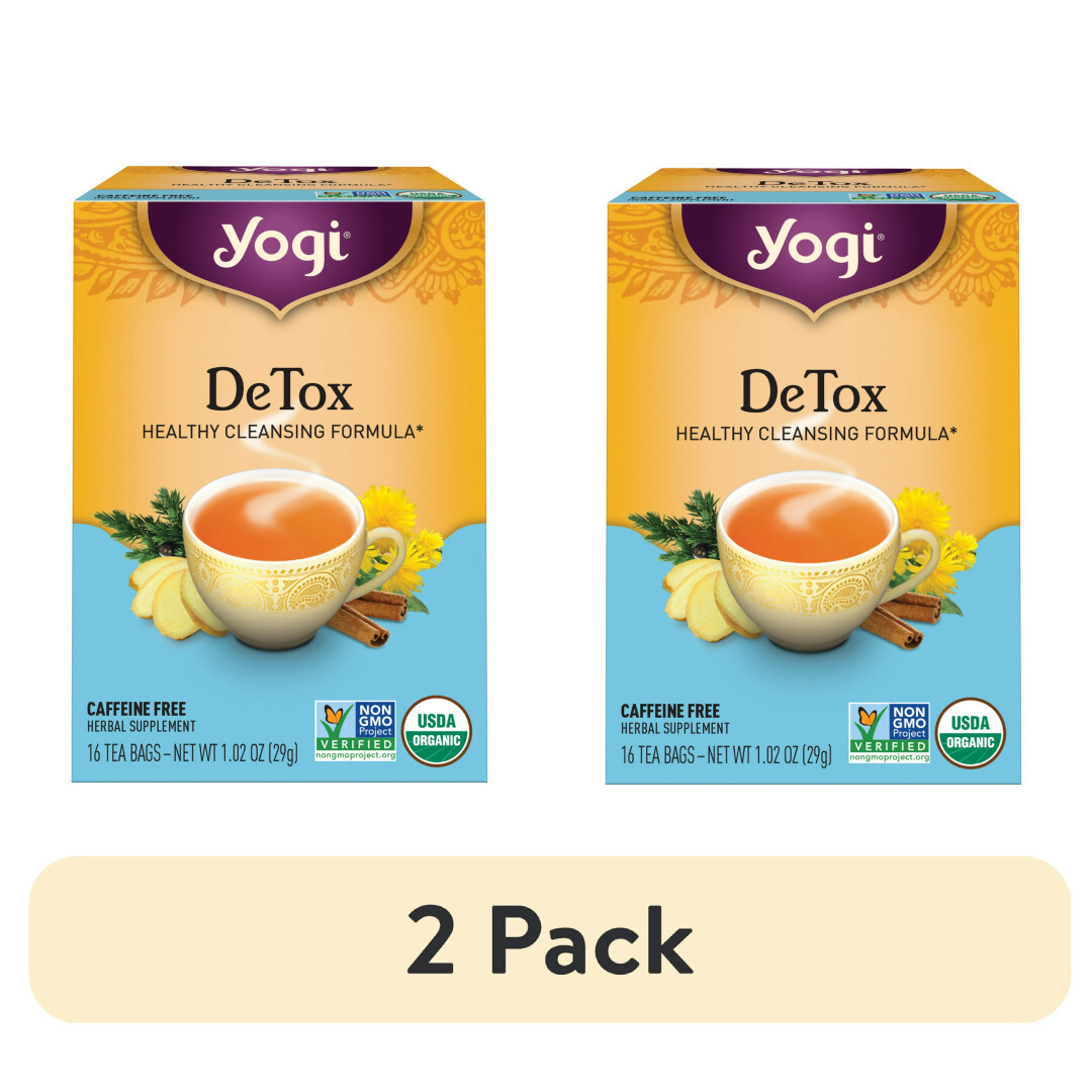 Yogi Tea DeTox, Caffeine-Free Organic Herbal Tea Bags, 16 Count | Pack of 2