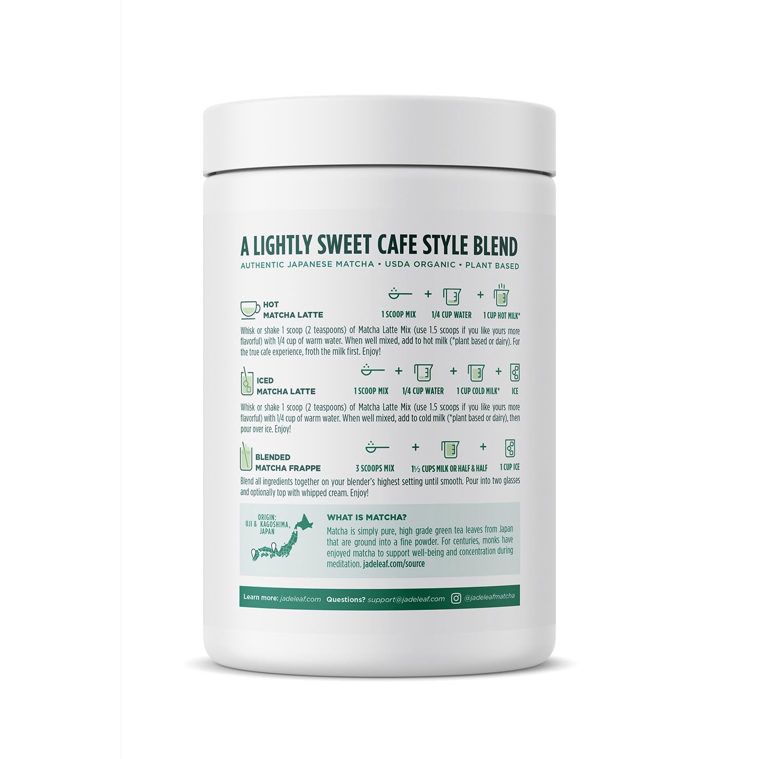 Organic Matcha Latte Mix – Bulk Value Size – Lightly Sweet Japanese Matcha Green