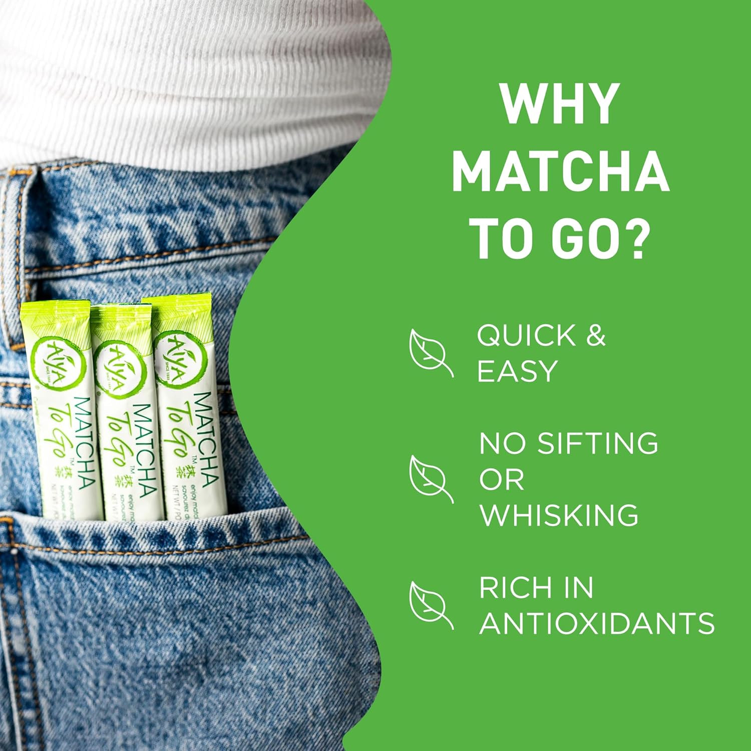 to Go Single Serve Packs – Ceremonial Grade Pure Matcha Green Tea Powder (10 Cou