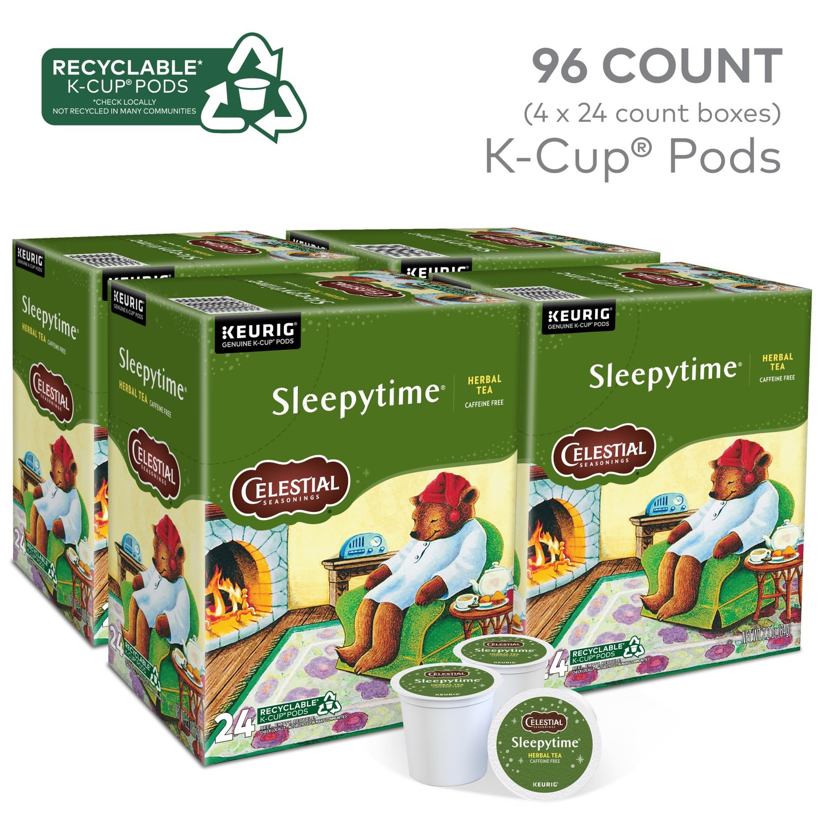 Sleepytime Herbal Tea K Cup Pods 88 Count Caffeine Free Cozy Flavor Recyclable