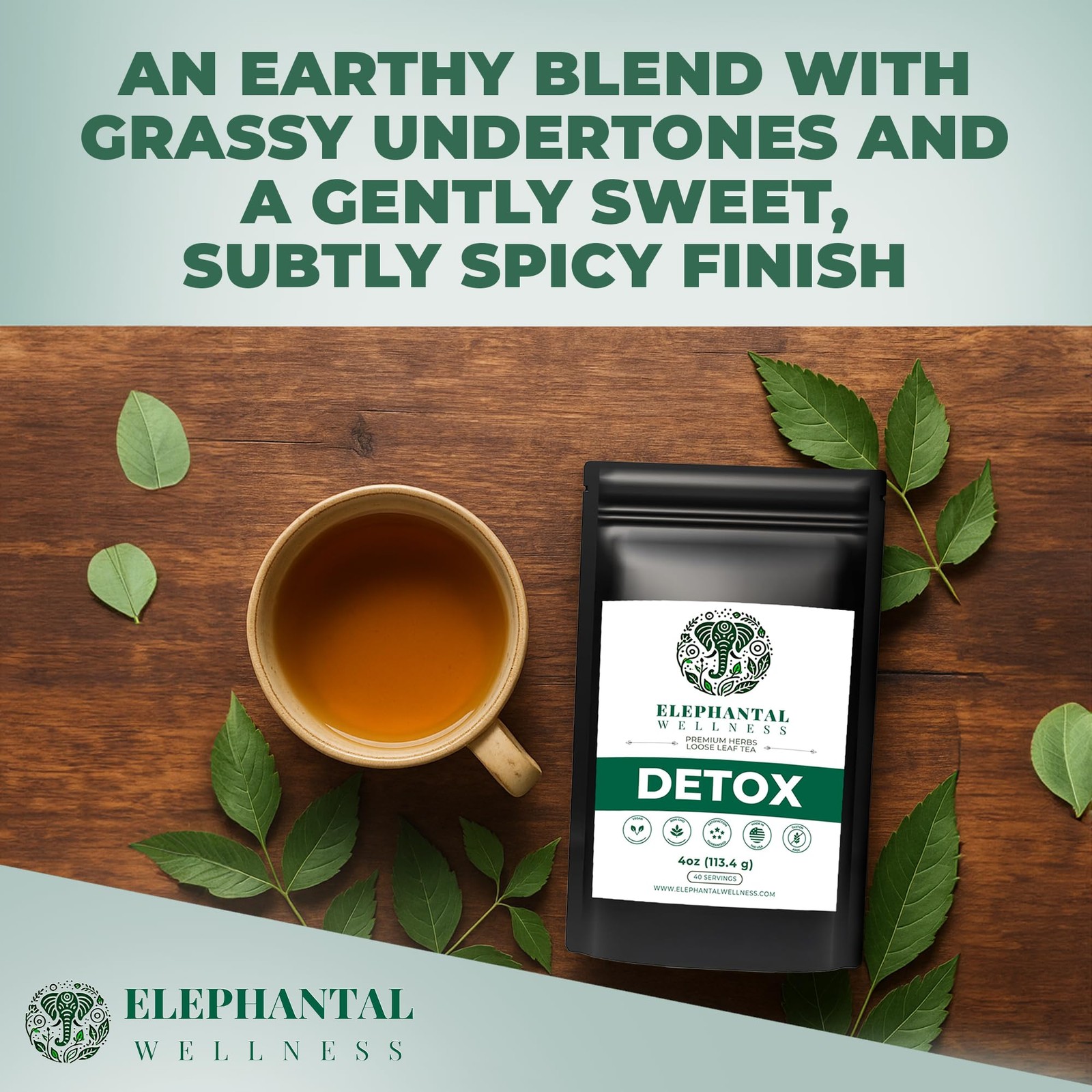 Elephantal Wellness Premium Detox Herbal Tea | Daily Liver, Kidney, Blood & Dige