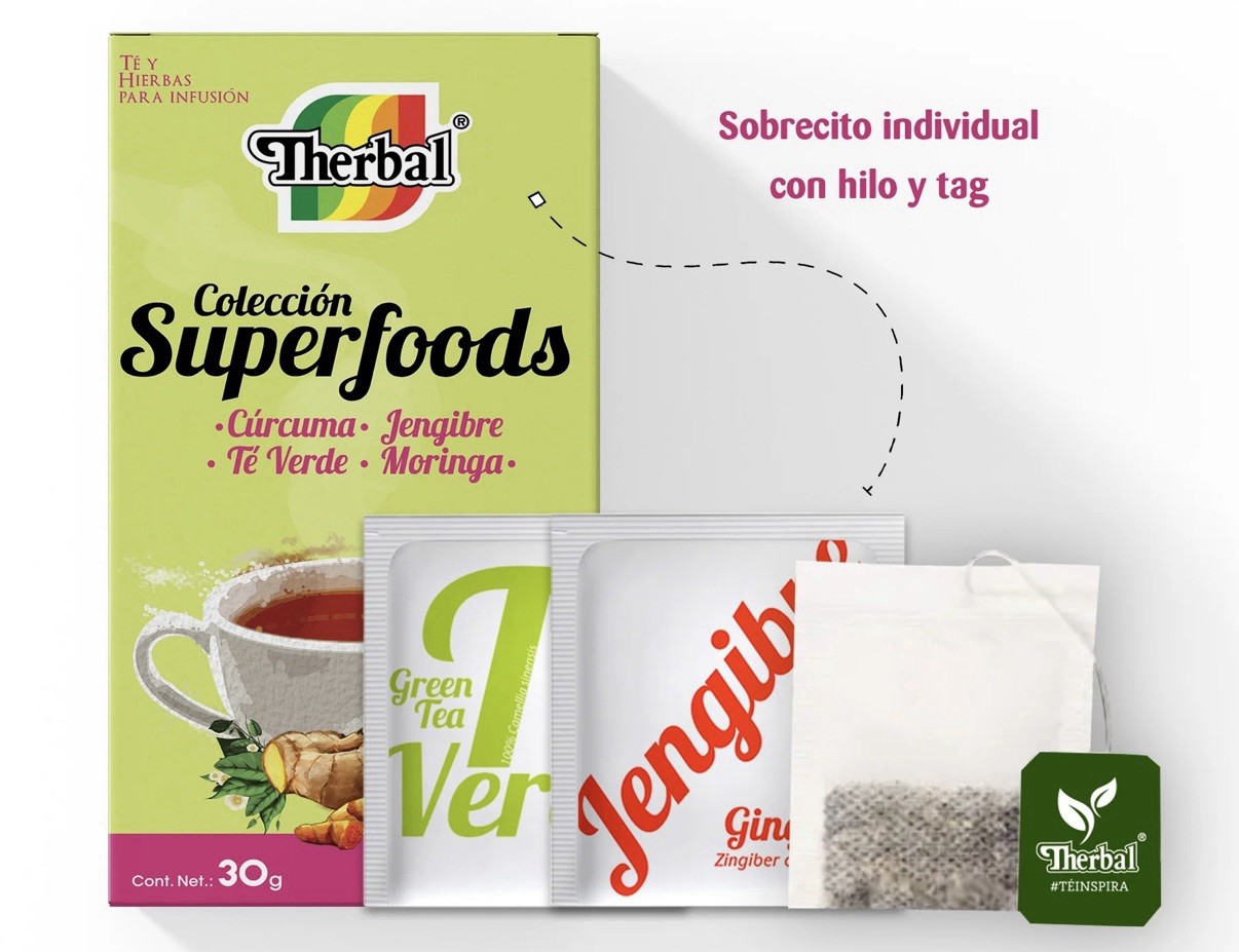 Te Superfoods Moringa Curcuma Jengibre Te Verde 40 Tea Bags Natural Therbal