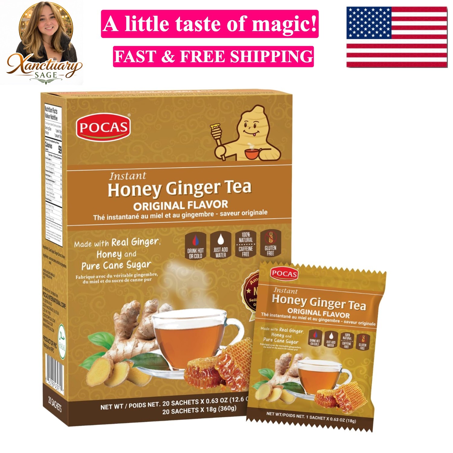 Honey Ginger Tea, , Instant Powder 20 Pack