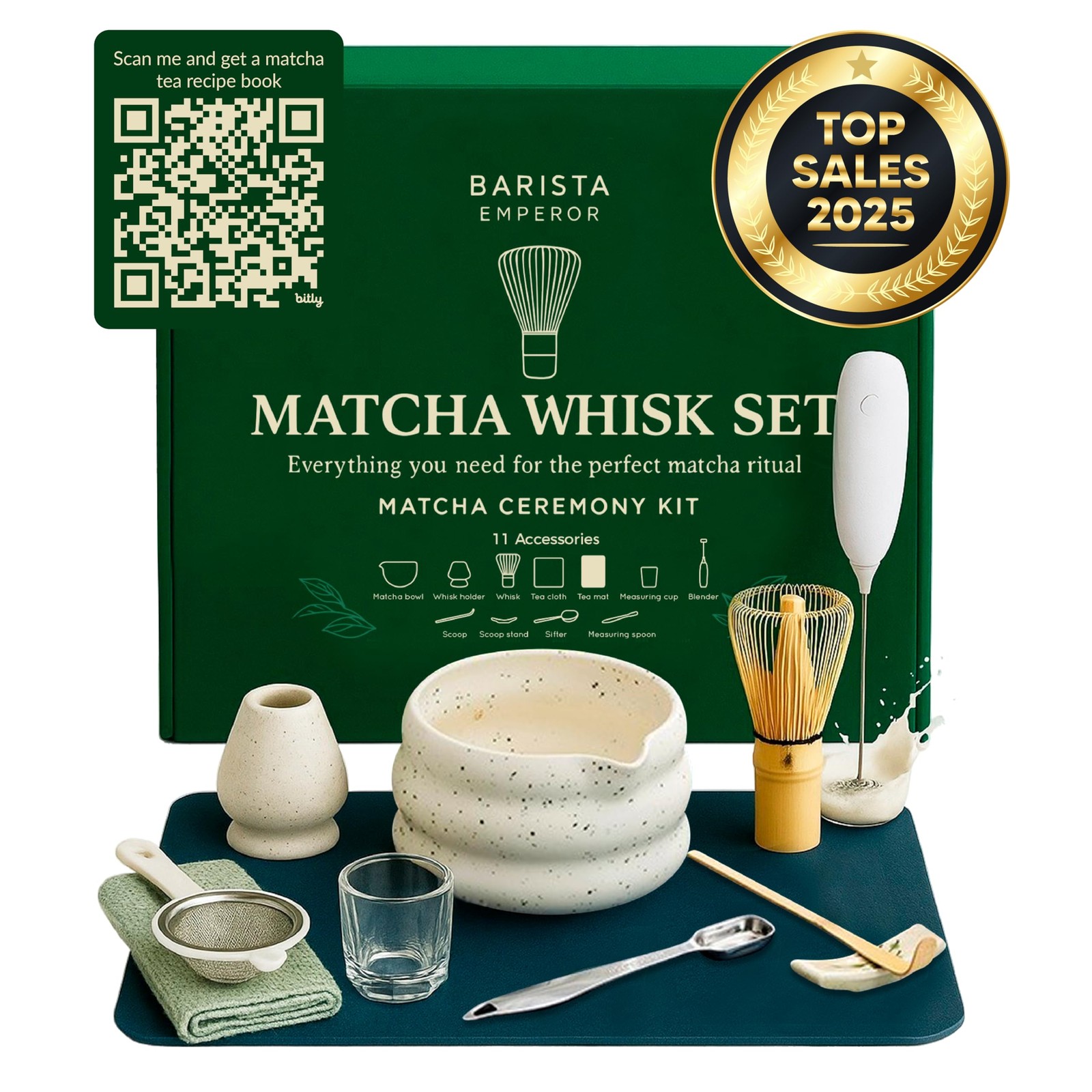 BARISTA EMPEROR® PREMIUM 11pcs MATCHA WHISK SET – Professional Matcha Kit Set…