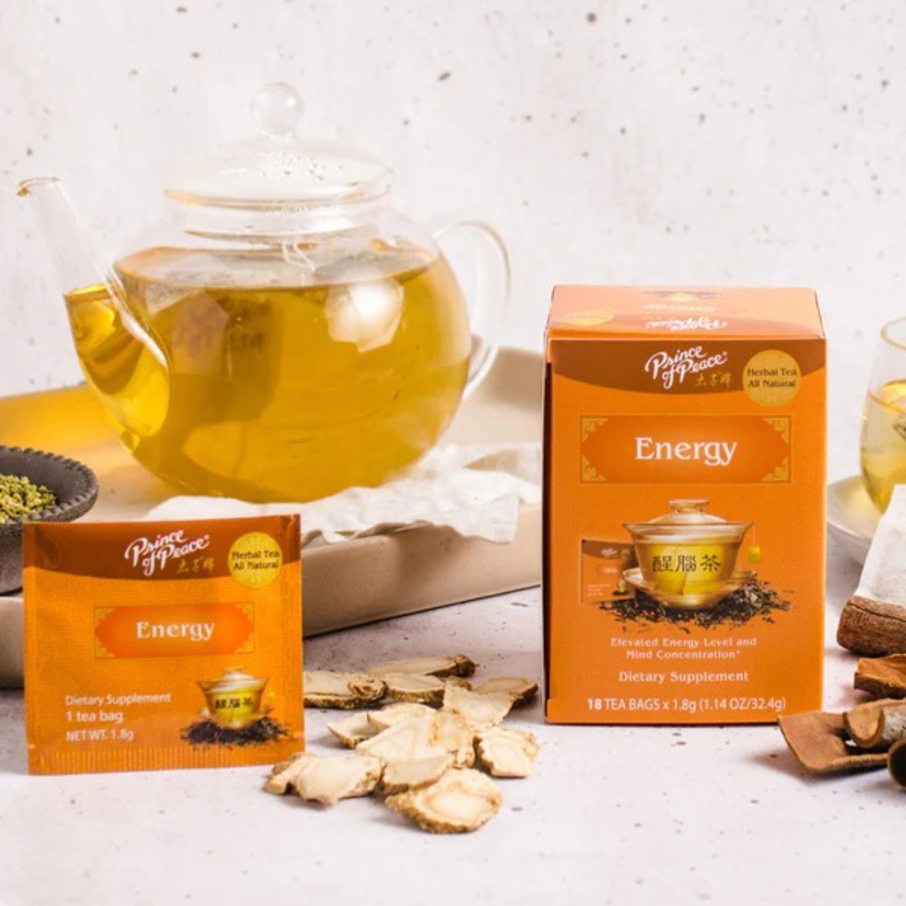 Energy Tea-Peppermint Green Tea-Wellness Tea-Herbal Tea-18 Tea Bags-Healthy Tea