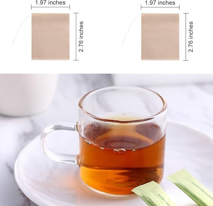 400 Pack Disposable Drawstring Tea Filter Bags Safe & Natural Unbleached Paper