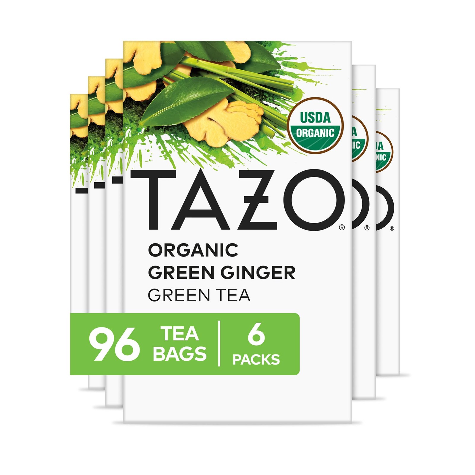 TAZO Organic Green Tea, Ginger, 96 Total Tea Bags (16ct – 96